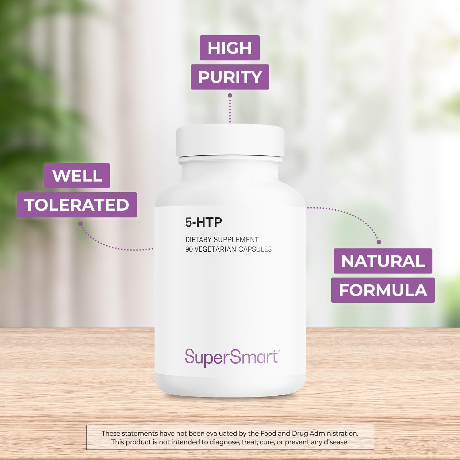 Supersmart - 5-HTP 100mg Per Day - Natural Energy Pills | Non-GMO & Gluten Free - 90 Vegetarian Capsules - Image 3