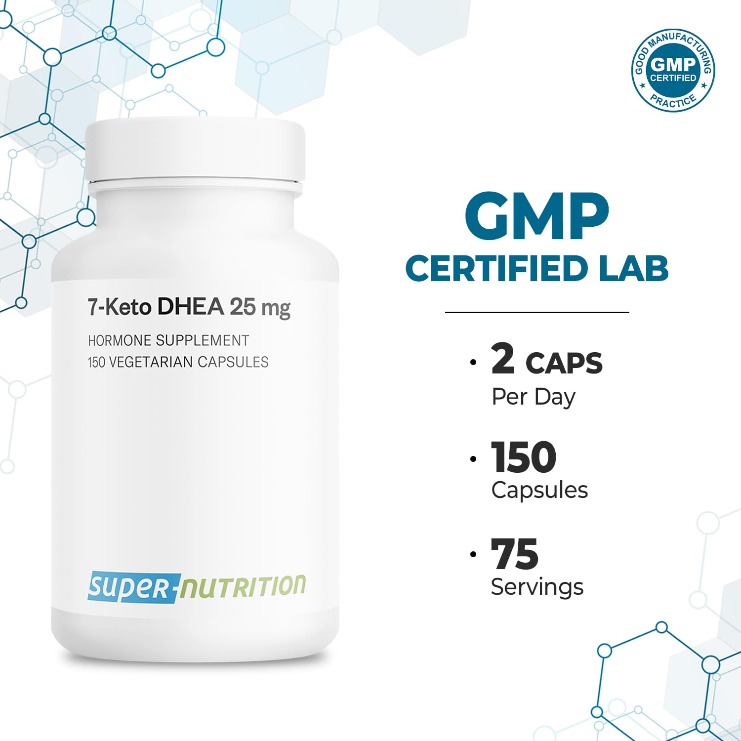 Supersmart - 7-Keto DHEA Supplement 25 mg - Natural DHEA Metabolite | Non-GMO & Gluten Free - 150 Vegetarian Capsules - Image 5