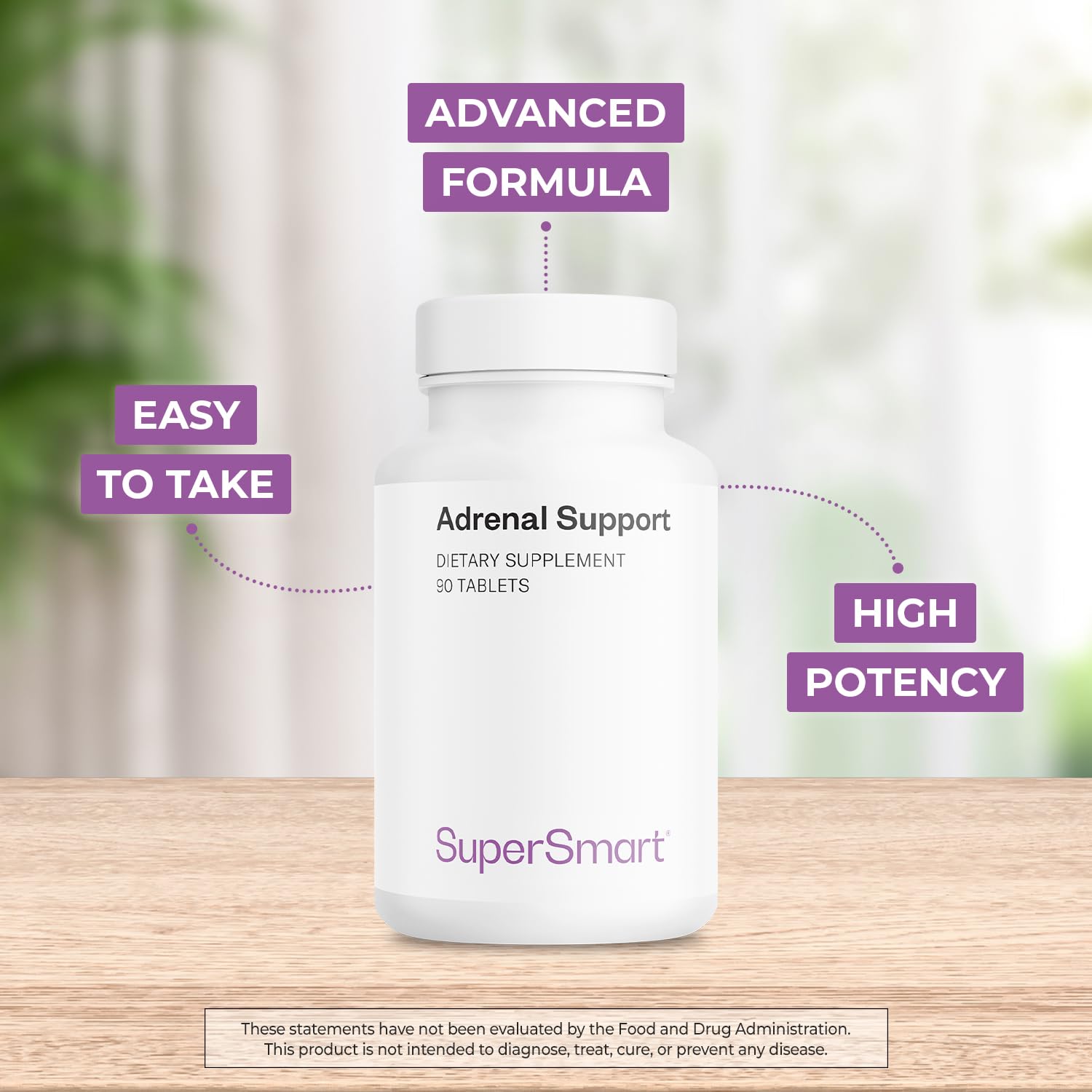 Supersmart - Adrenal Support (Advanced Formula) - with Rhodiola Rosea, Holy Basil Tulsi, Magnesium - Adaptogenic Herbs Supplement | Non-GMO & Gluten Free - 90 Tablets - Image 3