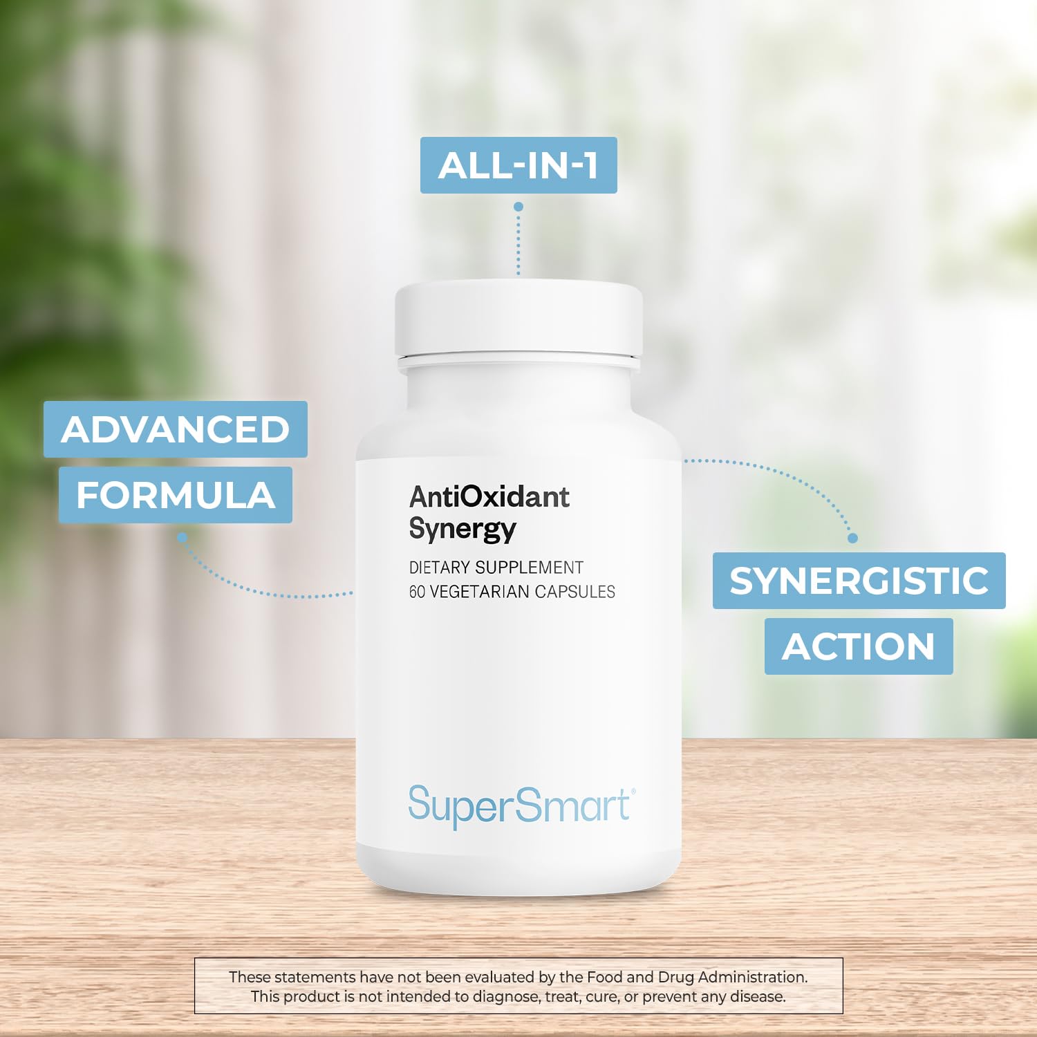 SuperSmart AntiOxidant Synergy (Advanced Formula) - All-in-1 Supplement - with EGCg, Berries, Polyphenols, Resveratrol, Alpha Lipoic Acid | Non-GMO & Gluten Free - 60 Vegetarian Capsules - Image 3