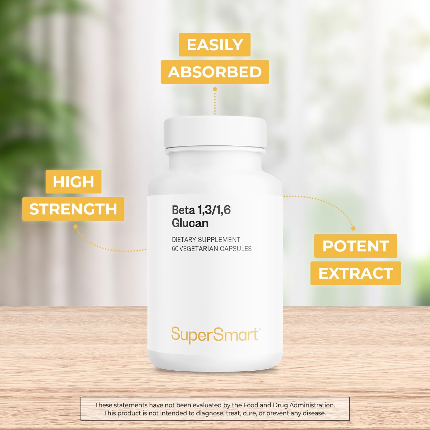 Supersmart - Beta Glucan Supplement 250mg per Day (High Strength) - Beta 1.3/1.6 Glucans - Saccharomyces Cerevisiae Extract | Non-GMO & Gluten Free - 60 Vegetarian Capsules - Image 3