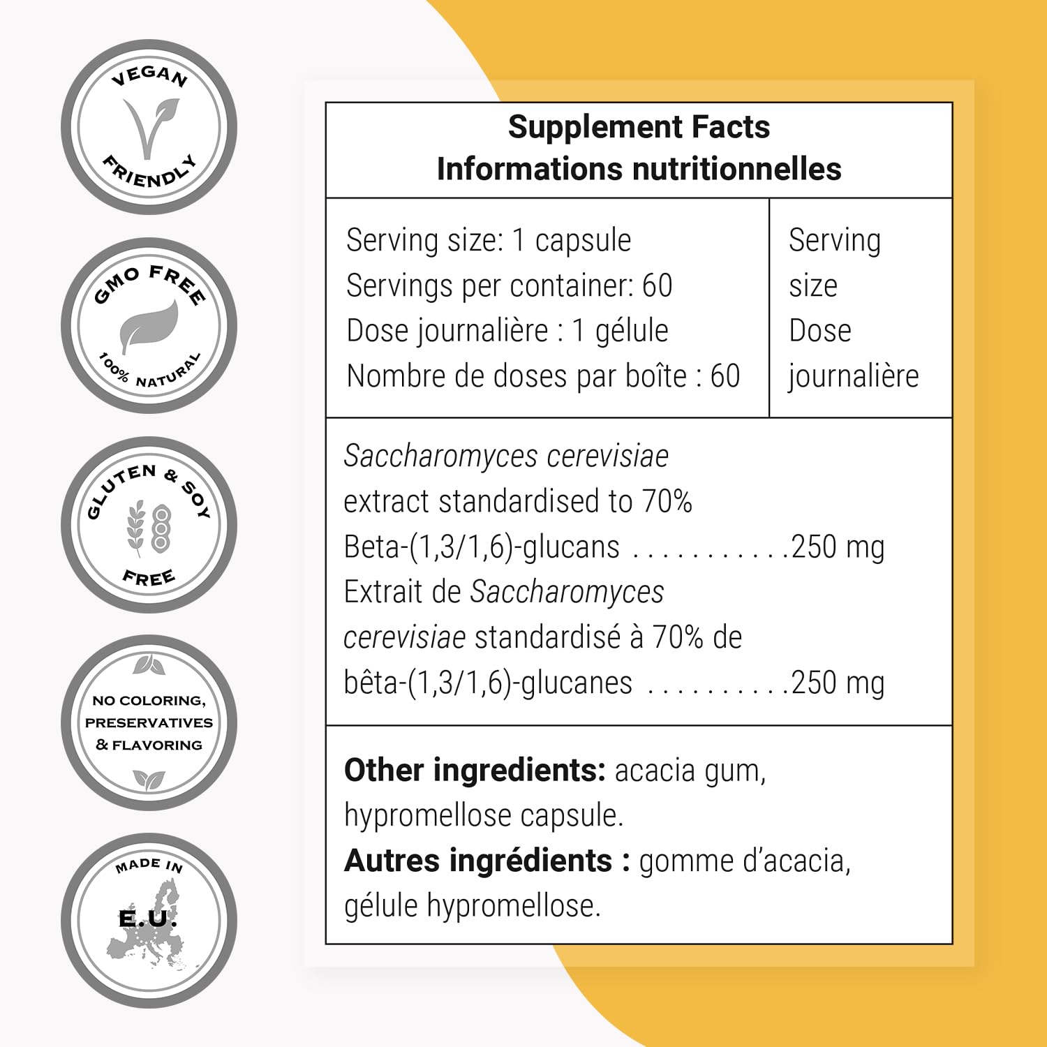 Supersmart - Beta Glucan Supplement 250mg per Day (High Strength) - Beta 1.3/1.6 Glucans - Saccharomyces Cerevisiae Extract | Non-GMO & Gluten Free - 60 Vegetarian Capsules - Image 4