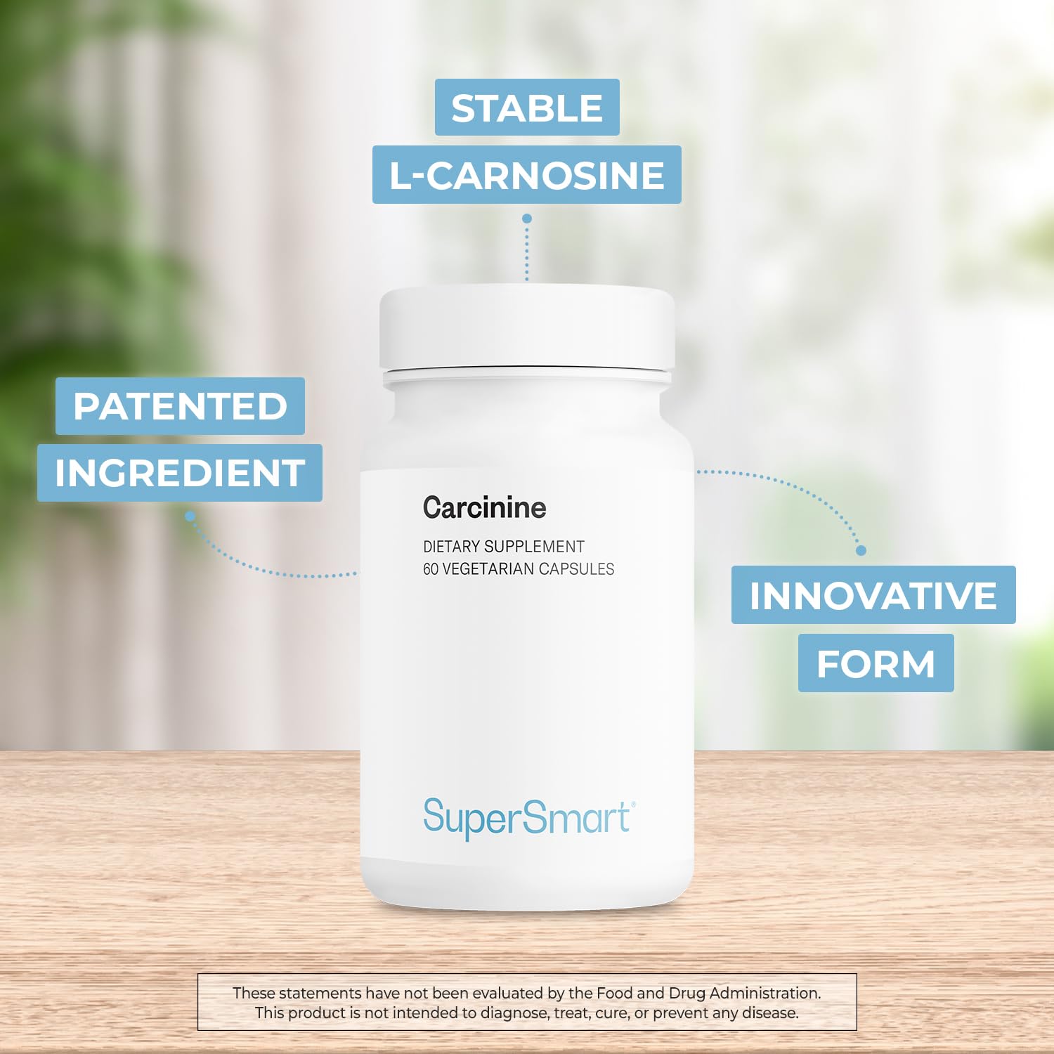 Supersmart - Carcinine 300mg per Day (Patented) - Stable L-Carnosine Supplement | Non-GMO & Gluten Free - 60 Vegetarian Capsules - Image 3
