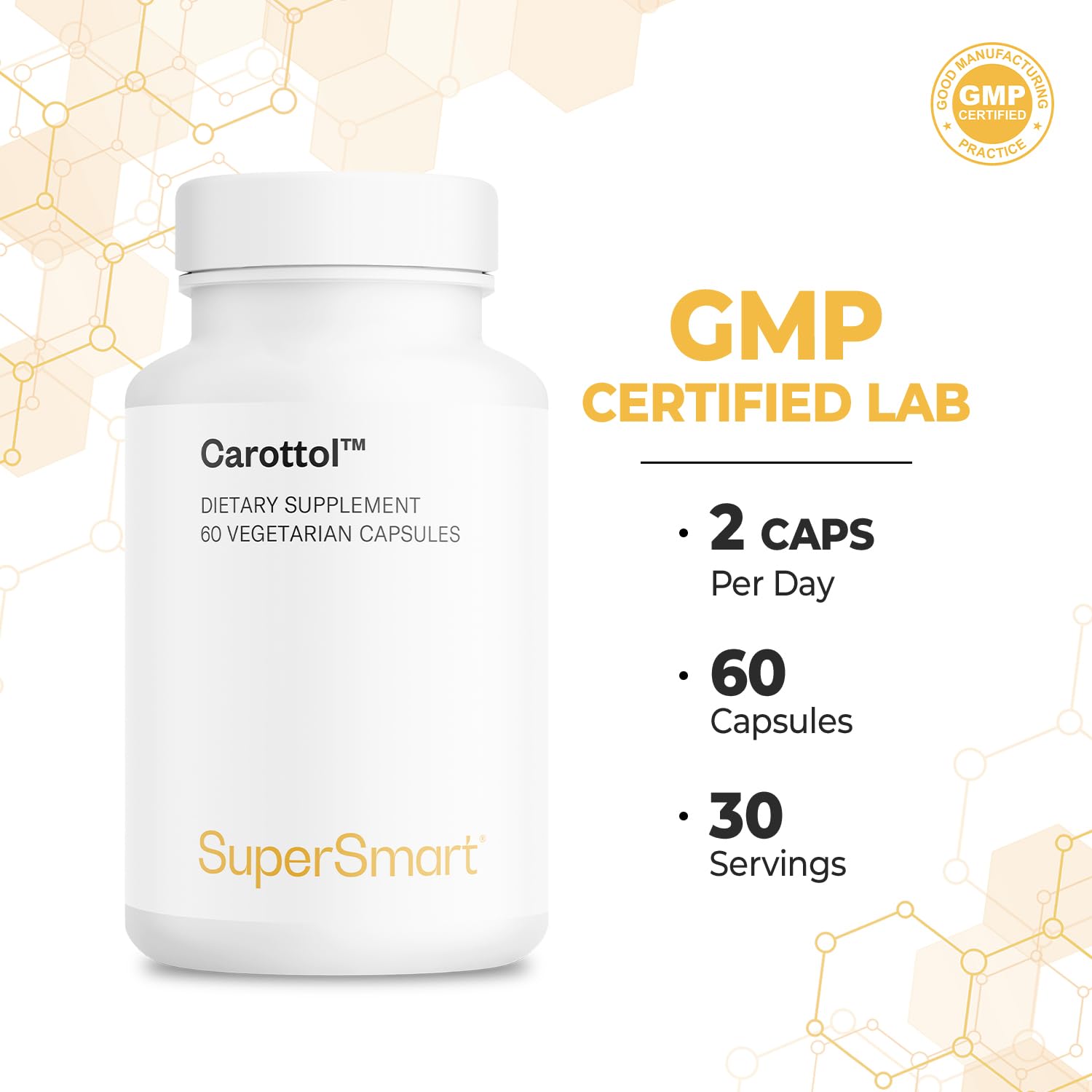 Supersmart - Carottol - Carotenoid Complex Supplement - with Beta Carotene, Lycopene, Lutein & Zeaxanthin | Non-GMO & Gluten Free - 60 Vegetarian Capsules - Image 5