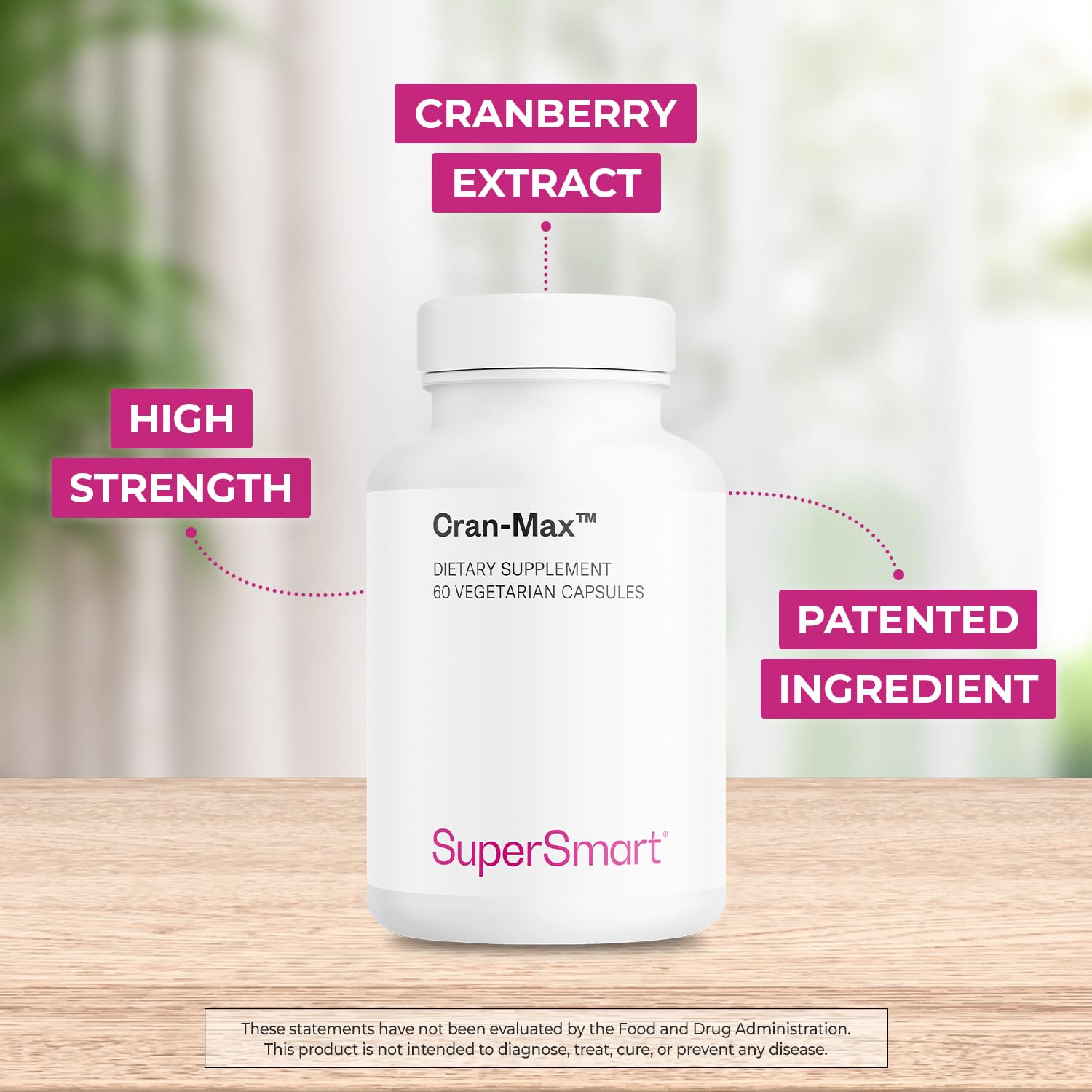 Supersmart - Cran-Max 500mg per Day (Patented) - Cranberry Supplement - High Concentrate Extract of Proanthocyanidins | Non-GMO & Gluten Free - 60 Vegetarian Capsules - Image 3