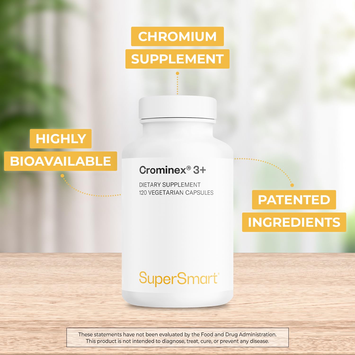 SuperSmart Crominex 3+ 400mcg - Optimised Chromium (Patented) - Advanced Formula with Amla Extract & Shilajit | Non-GMO & Gluten Free - 120 Vegetarian Capsules - Image 3