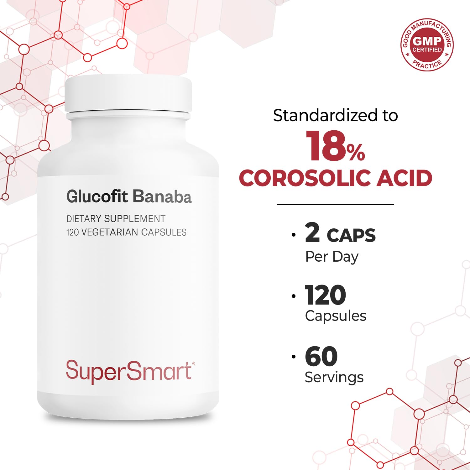 Supersmart - Glucofit 5.3mg per Day (Patented & High Strength) - 18% Corosolic Acid Banaba Leaf Extract Supplement | Non-GMO & Gluten Free - 100 Softgels - Image 5