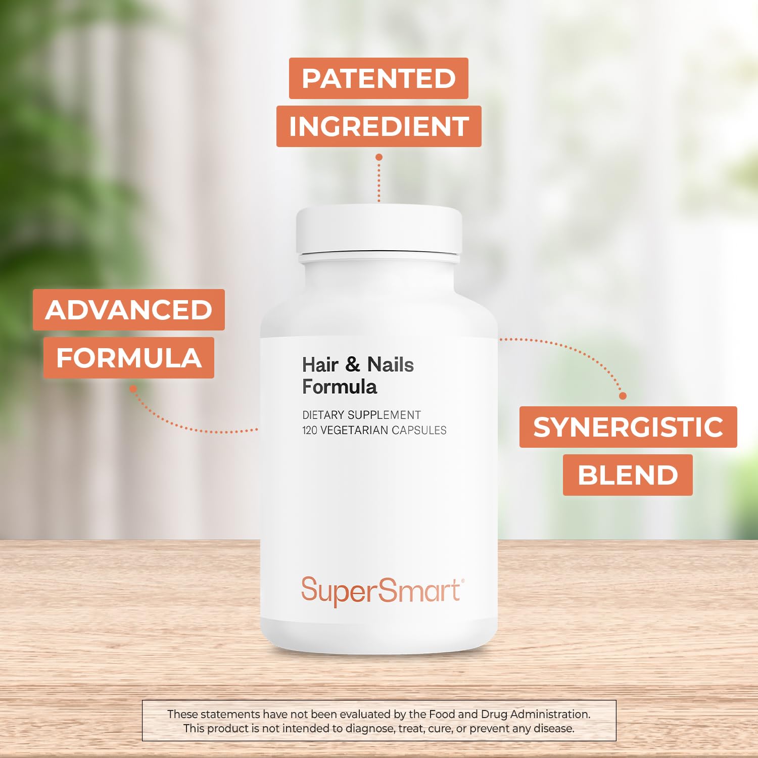 Supersmart - Hair & Nails Formula - Patented Solubilized Keratine Supplement - with Biotin, Bamboo Extract, MSM, Cynatine HNS Keratin | Non-GMO & Gluten Free - 120 Vegetarian Capsules - Image 3