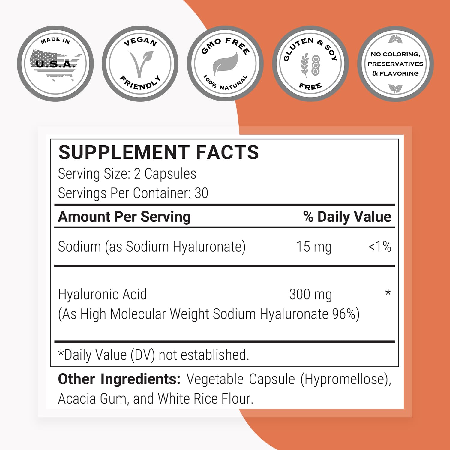 Supersmart Hyaluronic Acid Supplement 300mg per Day (Sodium Hyaluronate) - High Molecular Weight 1.2 Million Daltons | Non-GMO & Gluten Free - 60 Vegetarian Capsules - Image 4
