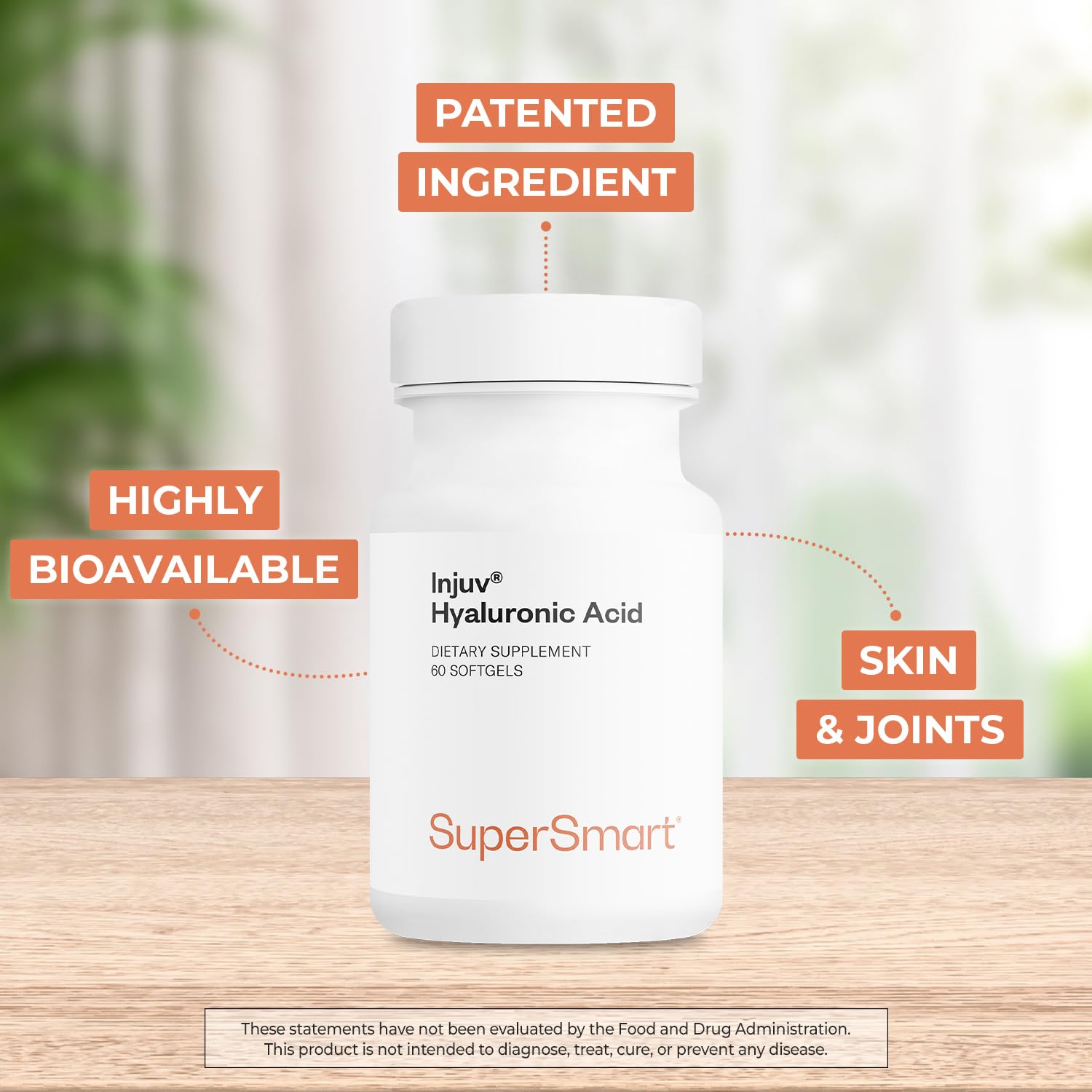 Supersmart - Injuv Hyaluronic Acid 280mg per Day (Highly Bioavailable) - Patented Hyaluronic Acid HA Supplement - Skin & Joints | Gluten Free - 60 Softgels - Image 3