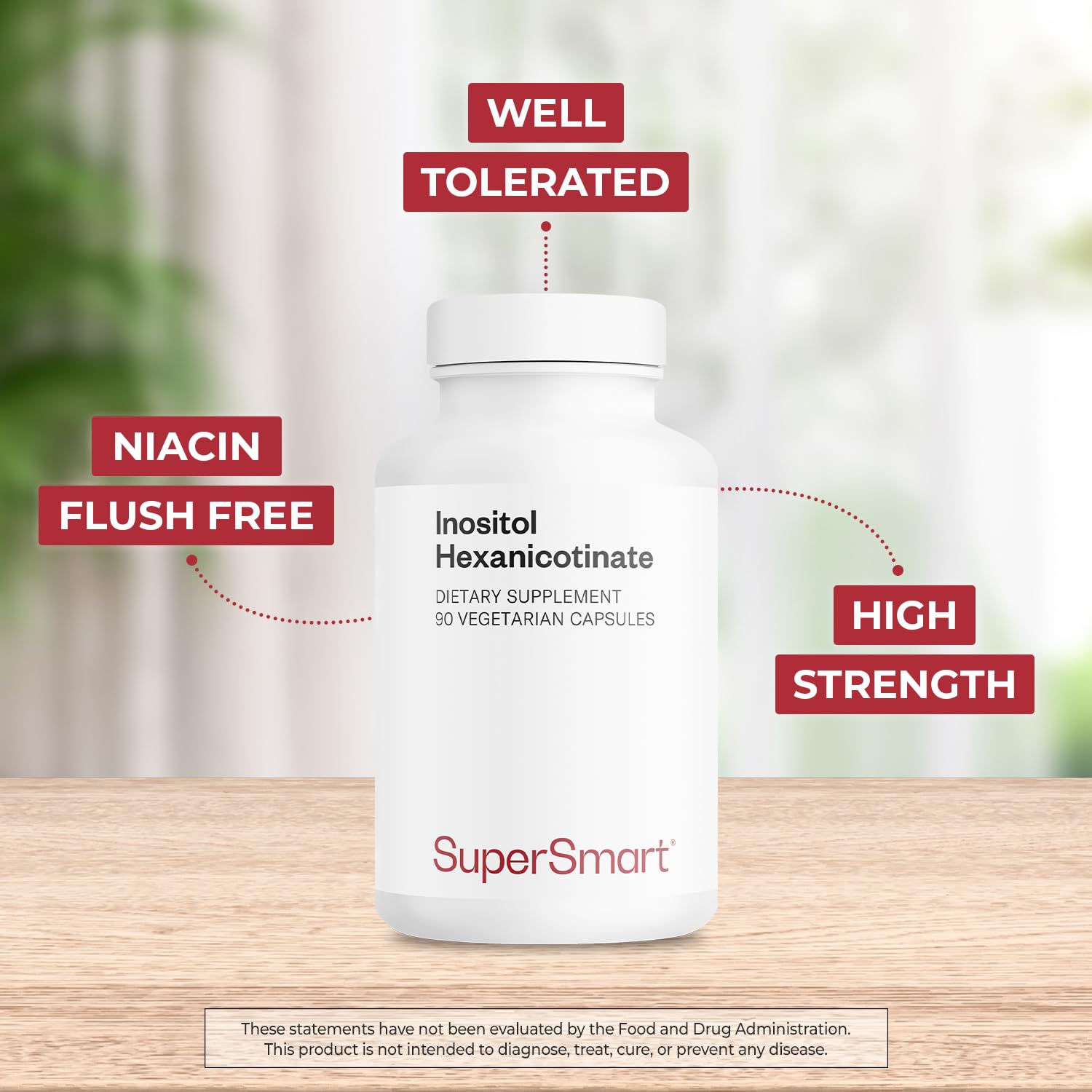 Supersmart - Inositol Hexanicotinate 1500mg per Day (High Strength Niacin Flush Free) - Improved Vitamin B3 Supplement | Non-GMO & Gluten Free - 90 Vegetarian Capsules - Image 3