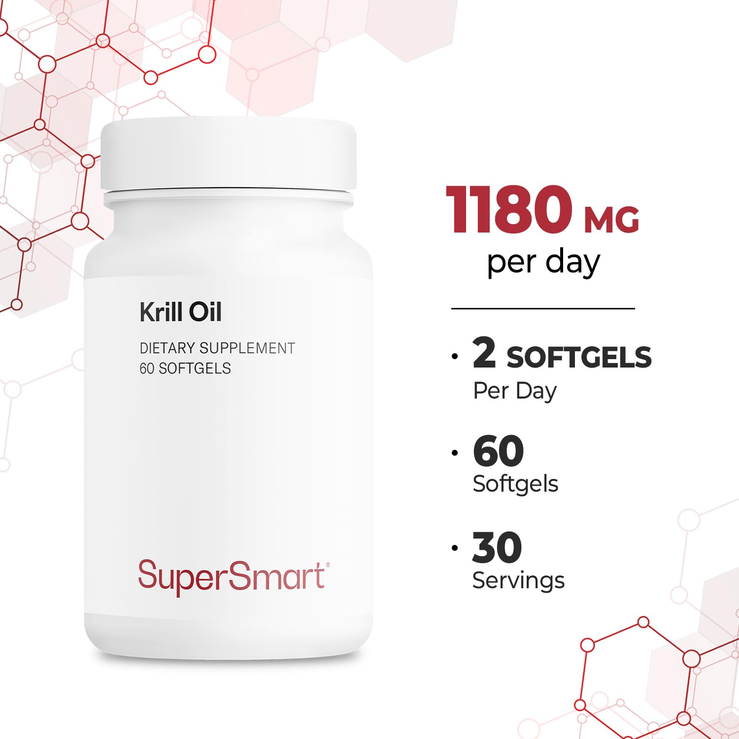 Supersmart - Krill Oil Supplement 1180mg per Day - Omega-3 (EPA & DHA) - Fatty Acids | Non-GMO & Gluten Free - 60 Softgels - Image 5