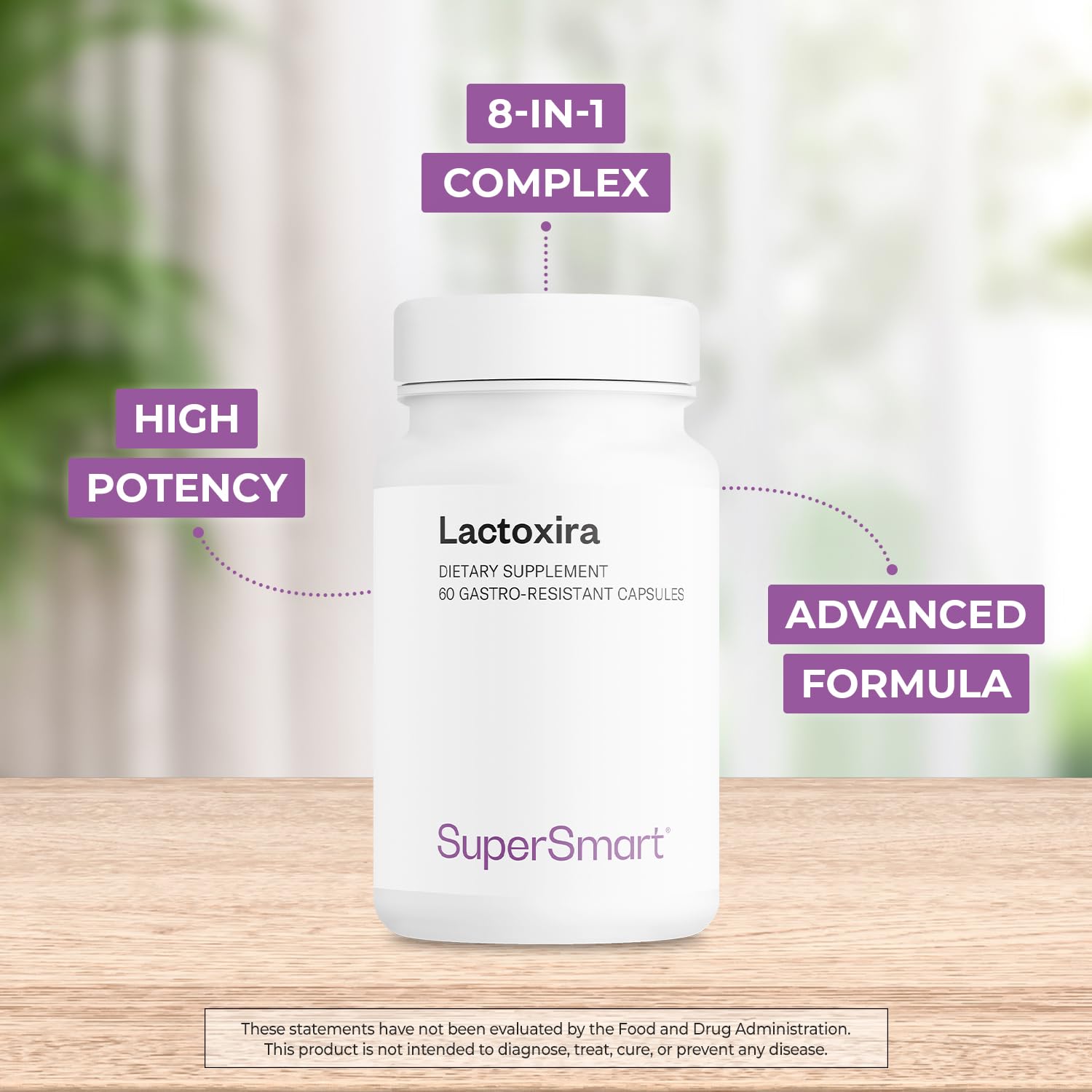 Supersmart - Lactoxira (High Potency) - 8-in-1 Probiotic Complex Supplement - Advanced Formula for Women & Men - with Lactobacillus Casei, Brevis | Non-GMO & Gluten Free - 60 DR Capsules - Image 3