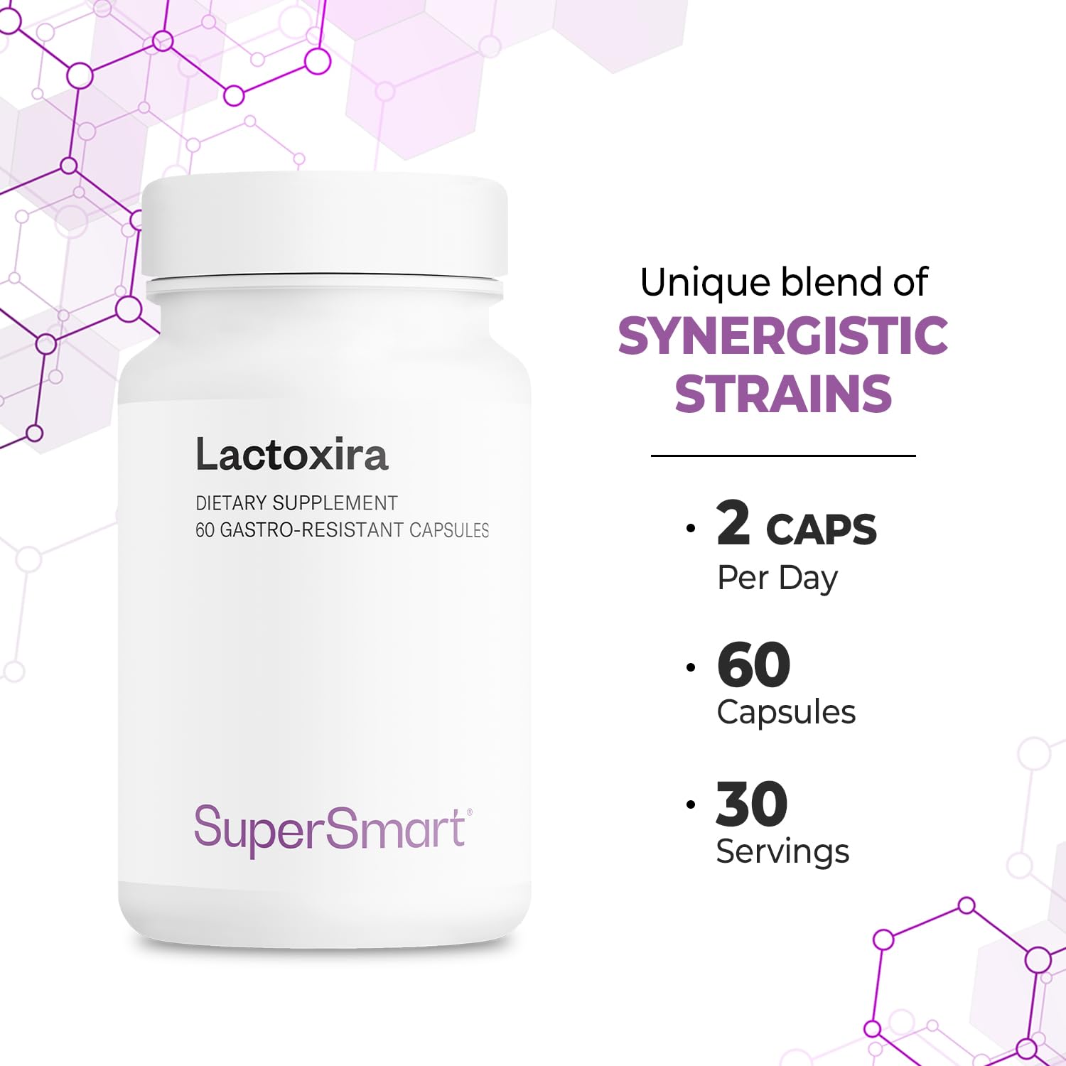 Supersmart - Lactoxira (High Potency) - 8-in-1 Probiotic Complex Supplement - Advanced Formula for Women & Men - with Lactobacillus Casei, Brevis | Non-GMO & Gluten Free - 60 DR Capsules - Image 5