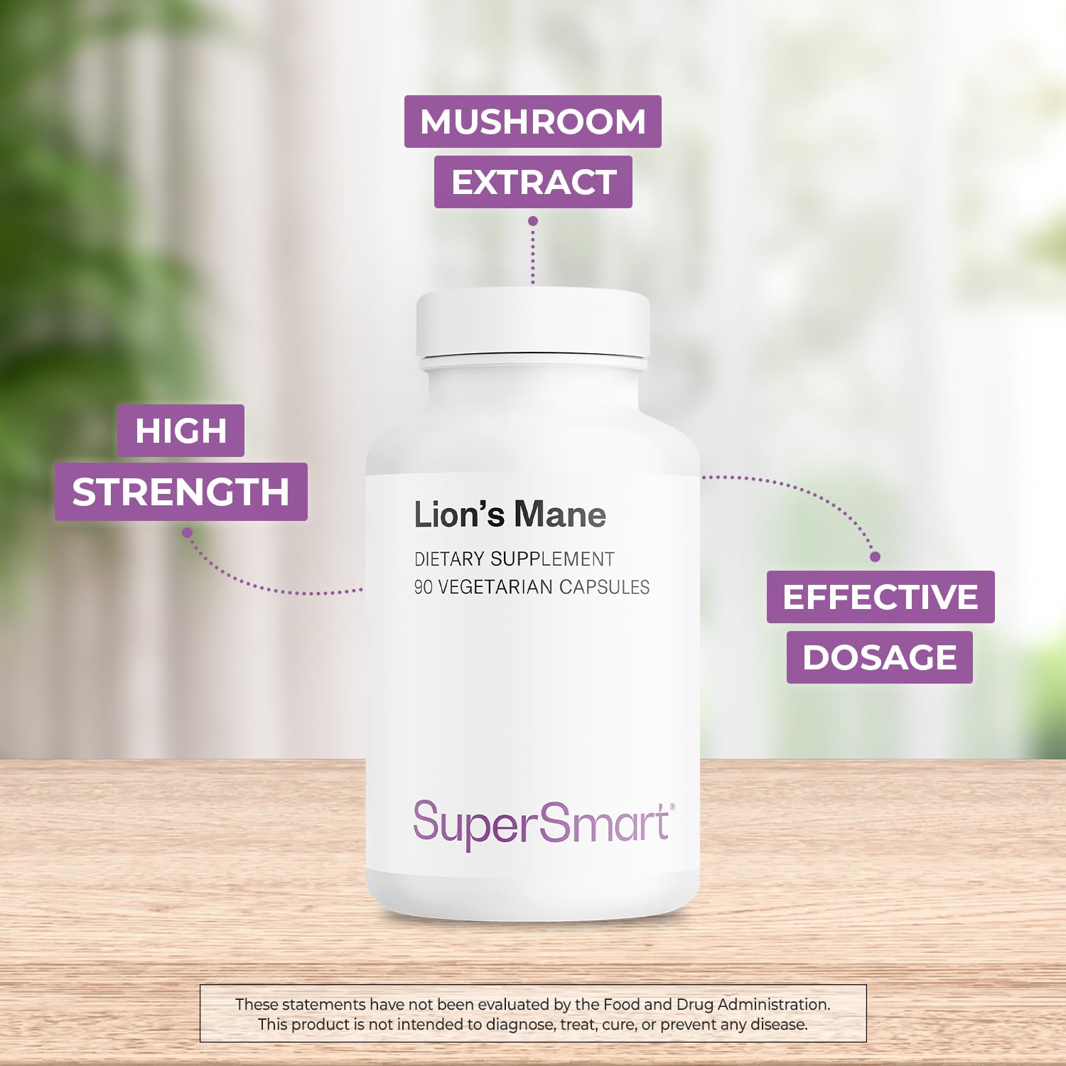 Supersmart - Lion's Mane 1500mg per Day (High Strength) - 30% Polysaccharides - Lion's Mane Extract 8:1 - Hericium Erinaceus Mushroom Supplement | Non-GMO & Gluten Free - 90 Vegetarian Capsules - Image 3