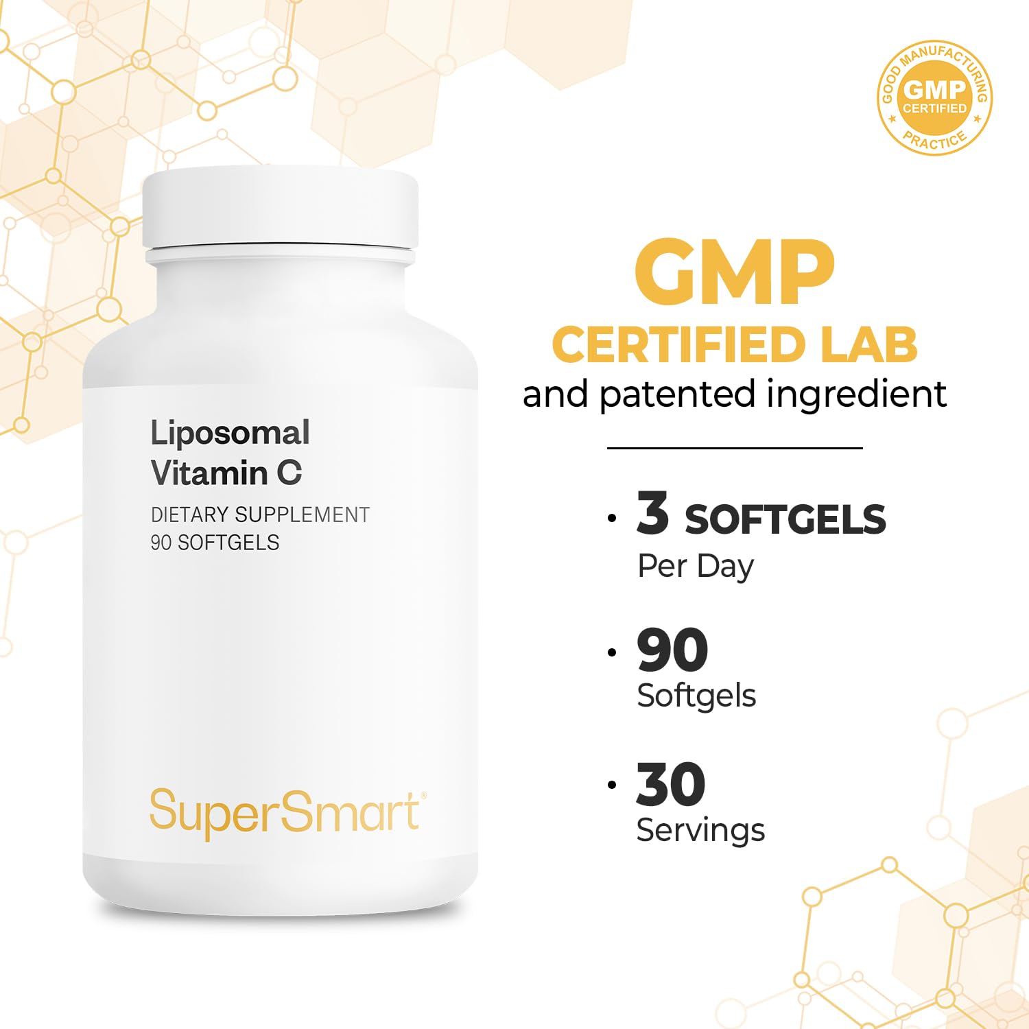 Supersmart - Liposomal Vitamin C Supplement 1005mg per Day (Superiror Absorbption) | Non-GMO & Gluten Free - 90 Softgels - Image 5