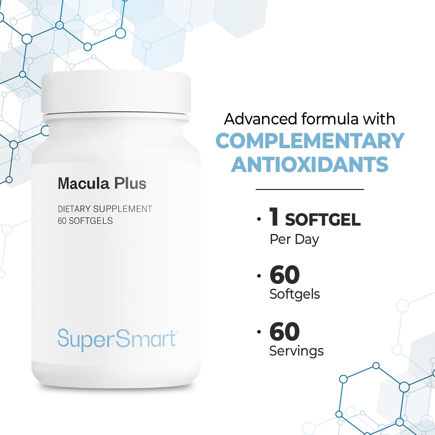 Supersmart - Macula Plus (High Potency Complex) - with Lutein, Zeaxanthin, Astaxanthin, Cyanidin 3-Glucoside - Advanced Eyes Supplement | Non-GMO & Gluten Free - 60 softgels - Image 5