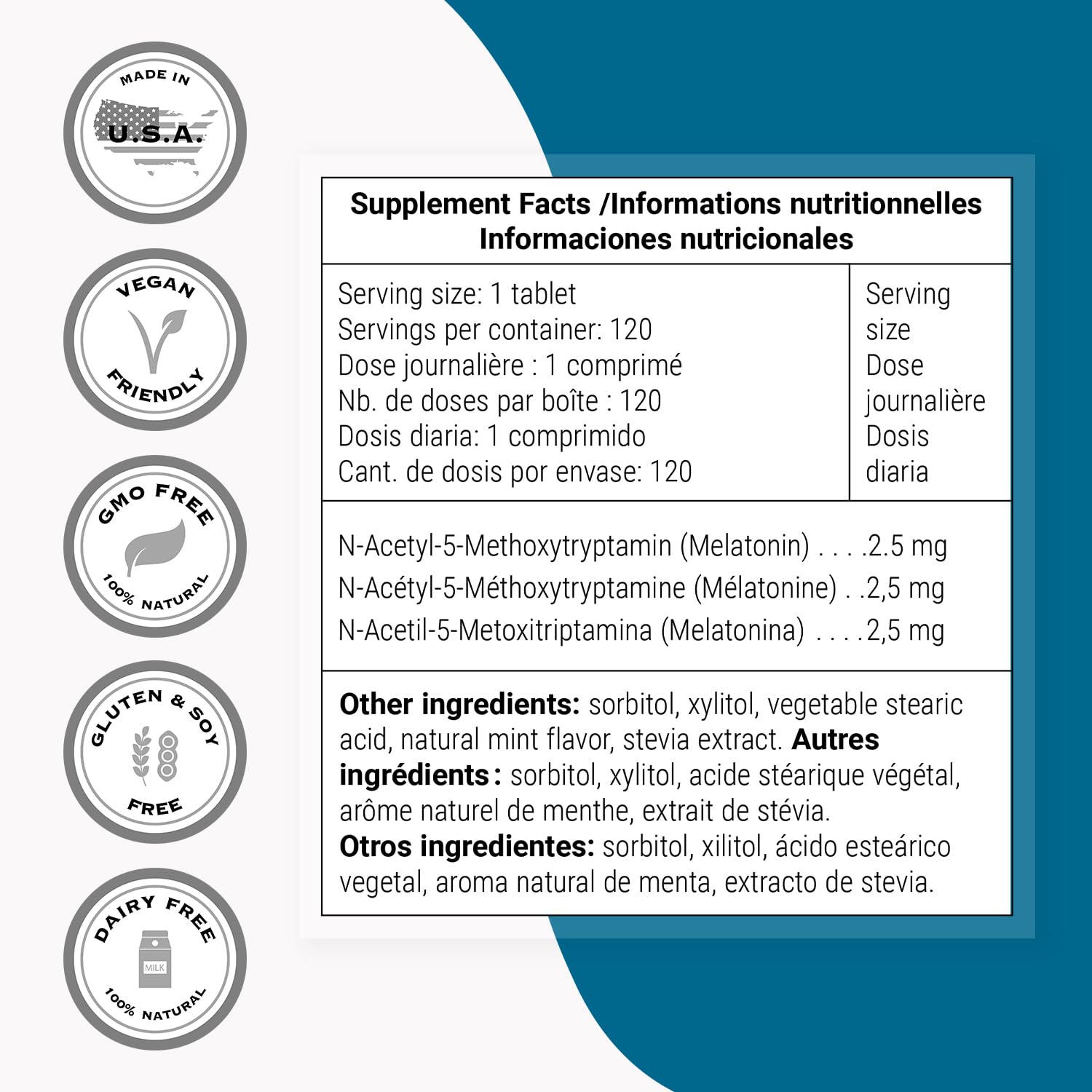 Supersmart Melatonin 2.5mg (Ultra Fast Acting) - Natural Melatonin Fast Dissolve Supplement | Natural Mint Flavor | Non-GMO - Sugar & Gluten Free - 60 Sublingual Tablets - Image 4