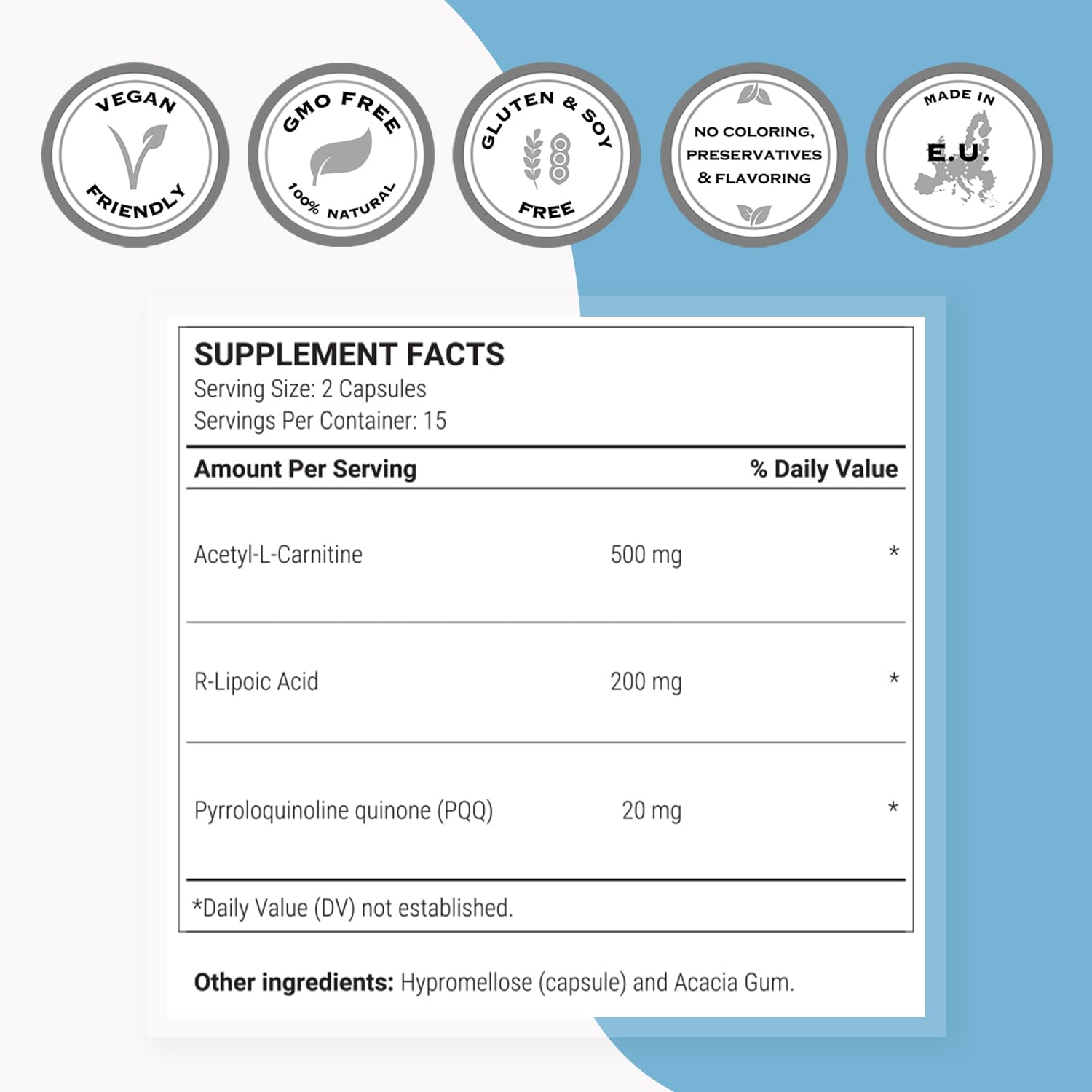SuperSmart - Mitochondrial Formula (Advanced Formula) - with PQQ, R-Lipoic Acid, Acetyl-L-Carnitine - Mitochondrial Supplement | Non-GMO & Gluten Free - 30 Vegetarian Capsules - Image 4