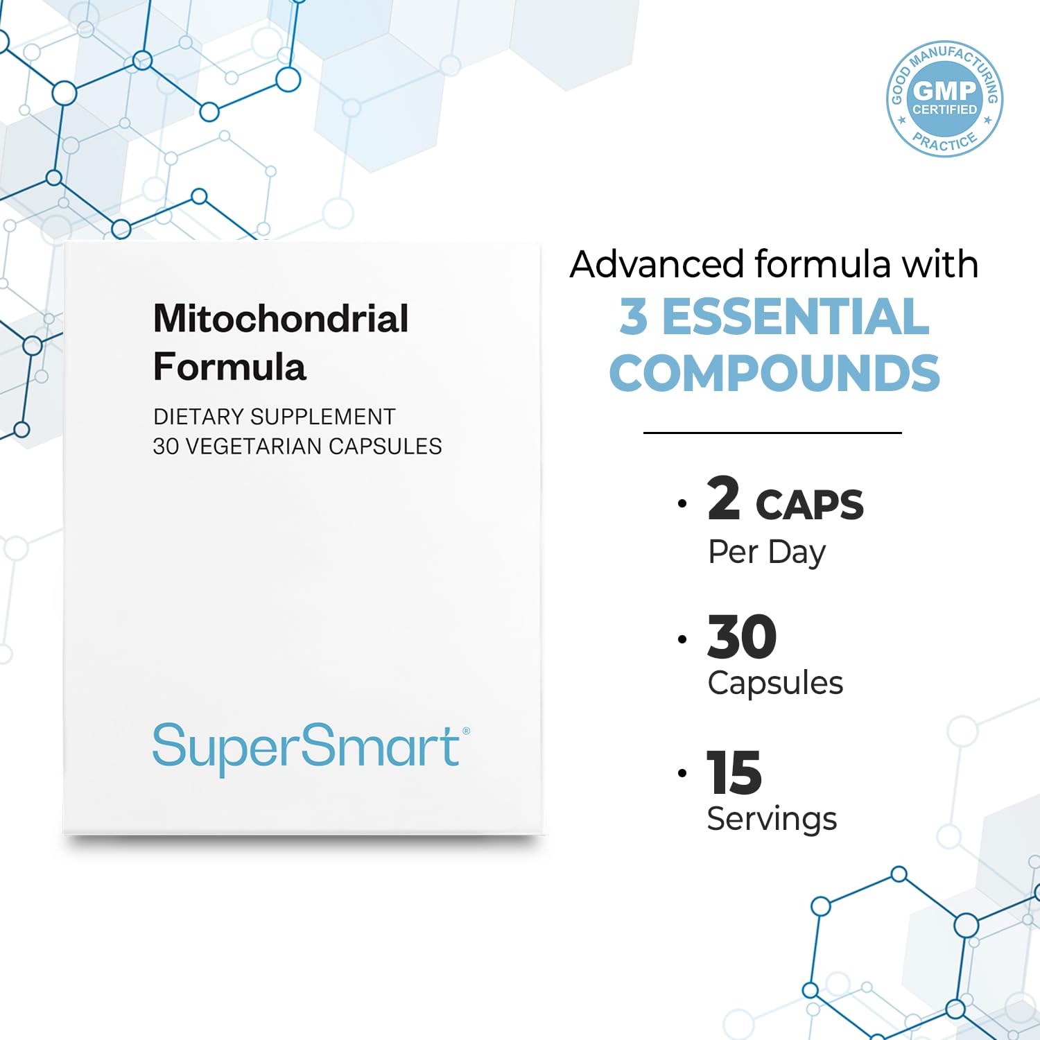 SuperSmart - Mitochondrial Formula (Advanced Formula) - with PQQ, R-Lipoic Acid, Acetyl-L-Carnitine - Mitochondrial Supplement | Non-GMO & Gluten Free - 30 Vegetarian Capsules - Image 5