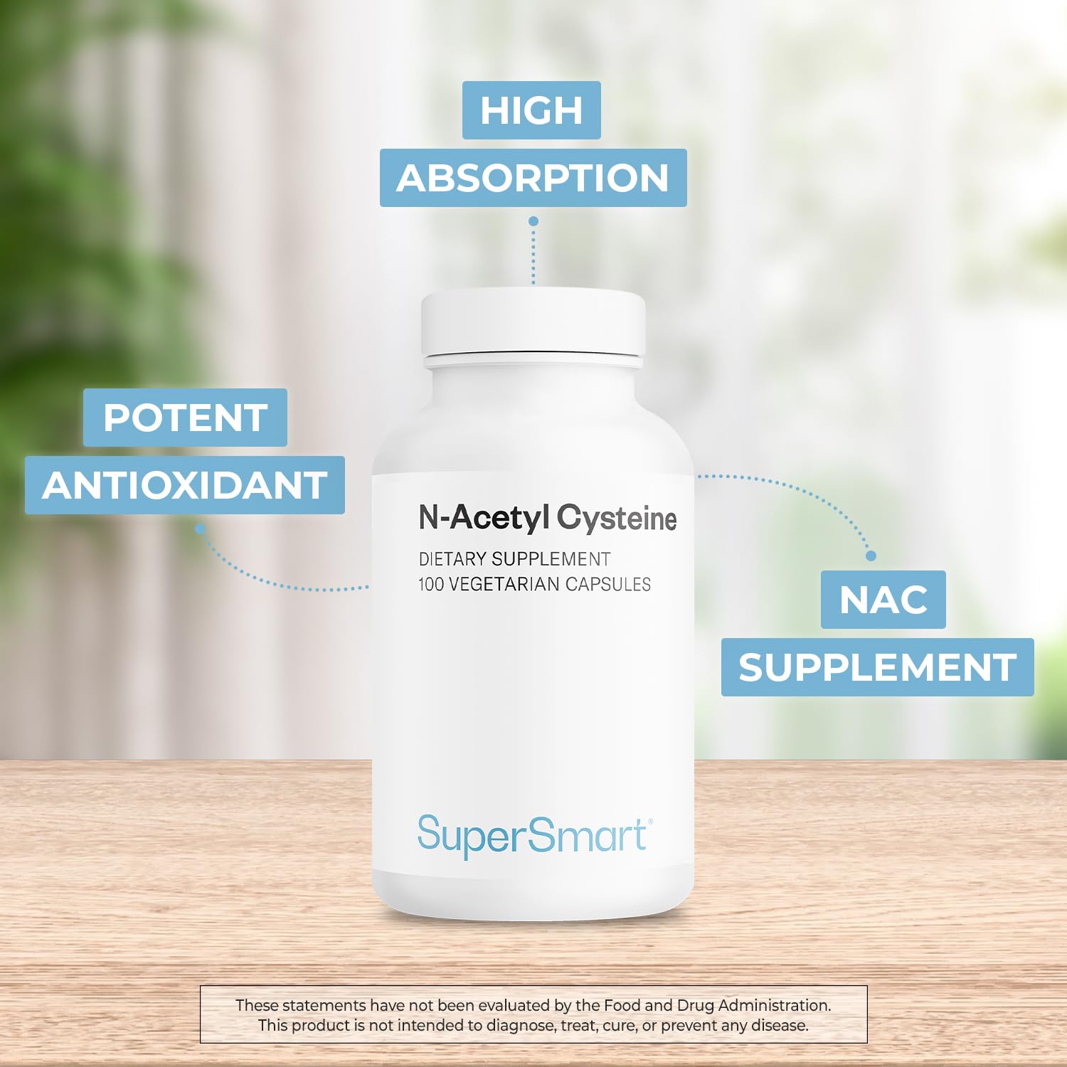 Supersmart - NAC N-Acetyl Cysteine 1800 mg Per Day - Amino Acids - Antioxiddants & Anti Aging Supplement - Glutathione Precursor | Non-GMO & Gluten Free - 100 Vegetarian Capsules - Image 3