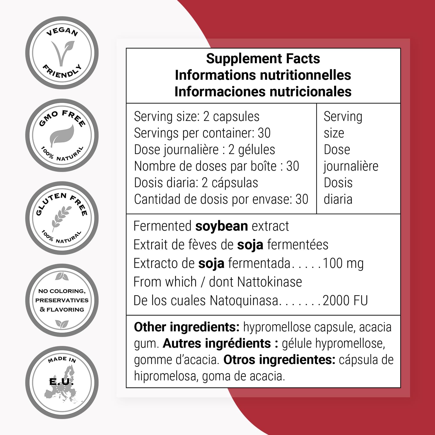 Supersmart - Nattokinase 2600FU or 200mg per Day (Highly Bioavailable) - Japanese Natto Extract - Enhanced with Vitamin E - Fibrinolytic Enzyme | Gluten Free - 60 Capsules. - Image 4
