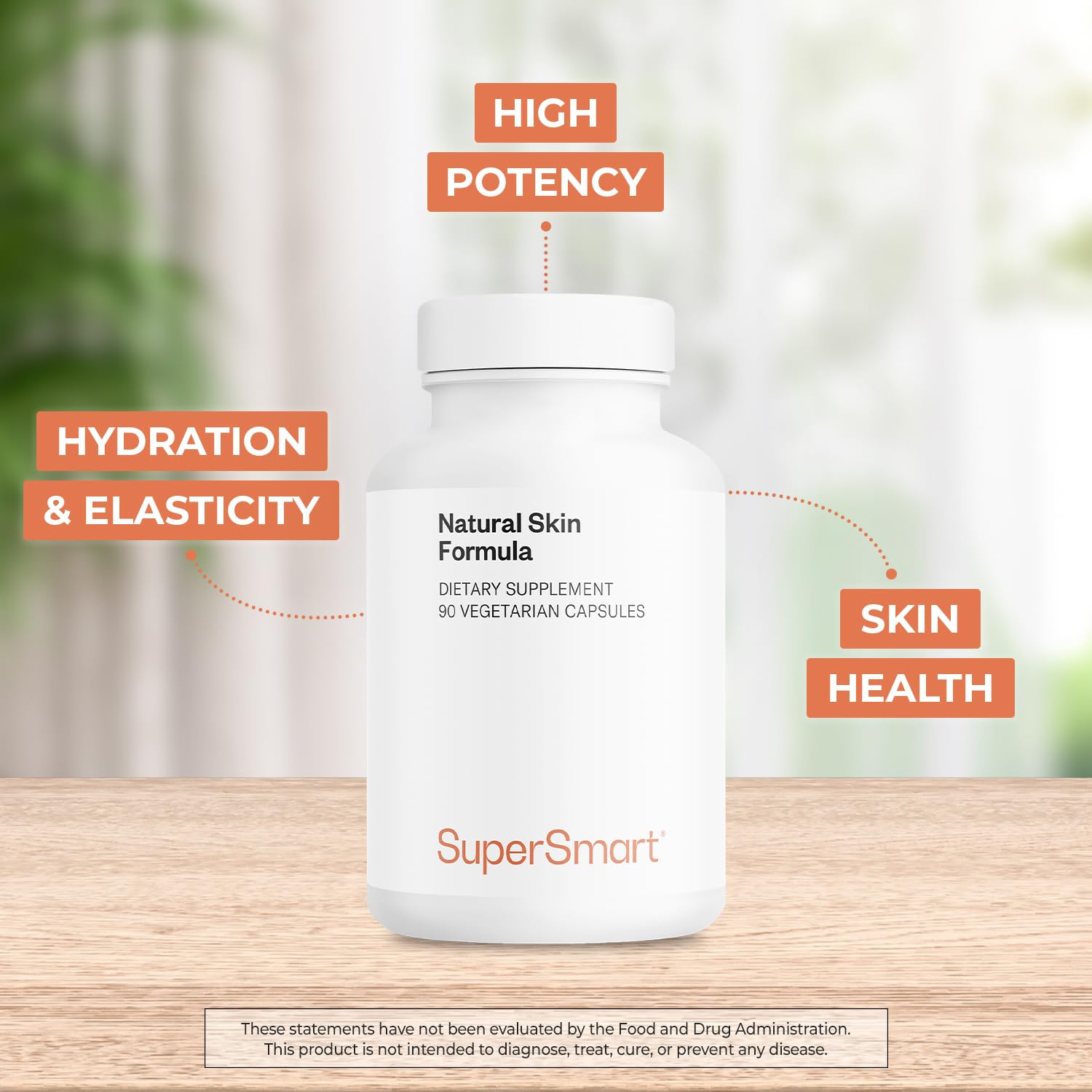 SuperSmart - Natural Skin Formula (High Potency) - with Hyaluronic Acid, Collagen, Elastin, Ceramides, Silica - Skin Hydration & Elasticity | Non-GMO - 90 Vegetarian Capsules - Image 3