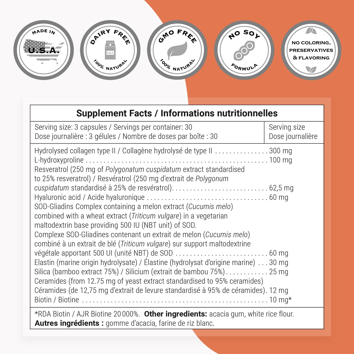 SuperSmart - Natural Skin Formula (High Potency) - with Hyaluronic Acid, Collagen, Elastin, Ceramides, Silica - Skin Hydration & Elasticity | Non-GMO - 90 Vegetarian Capsules - Image 4