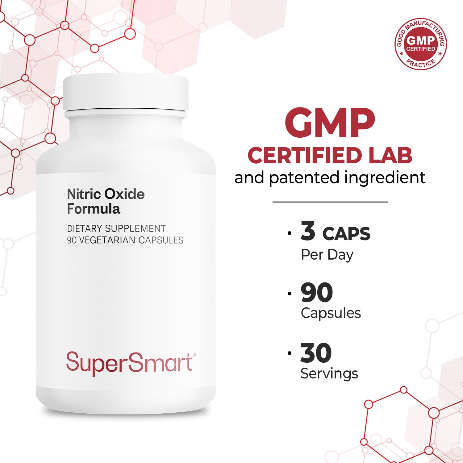 Supersmart - Nitric Oxide Formula (Advanced Formula) - with L-Citrulline Malate, L-Arginine AAKG, Vinitrox - Nitric Oxide Supplement for Men & Women | Non-GMO & Gluten Free - 90 Vegetarian Capsules - Image 5