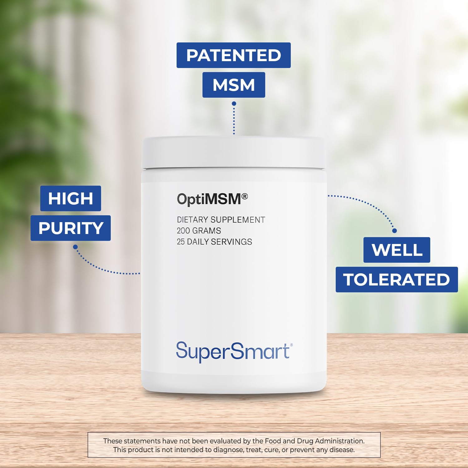 Supersmart - OptiMSM (Methyl-Sulfonyl-Methane) - Patented High Purity Formula | Non-GMO & Gluten Free - 200 g - Image 3
