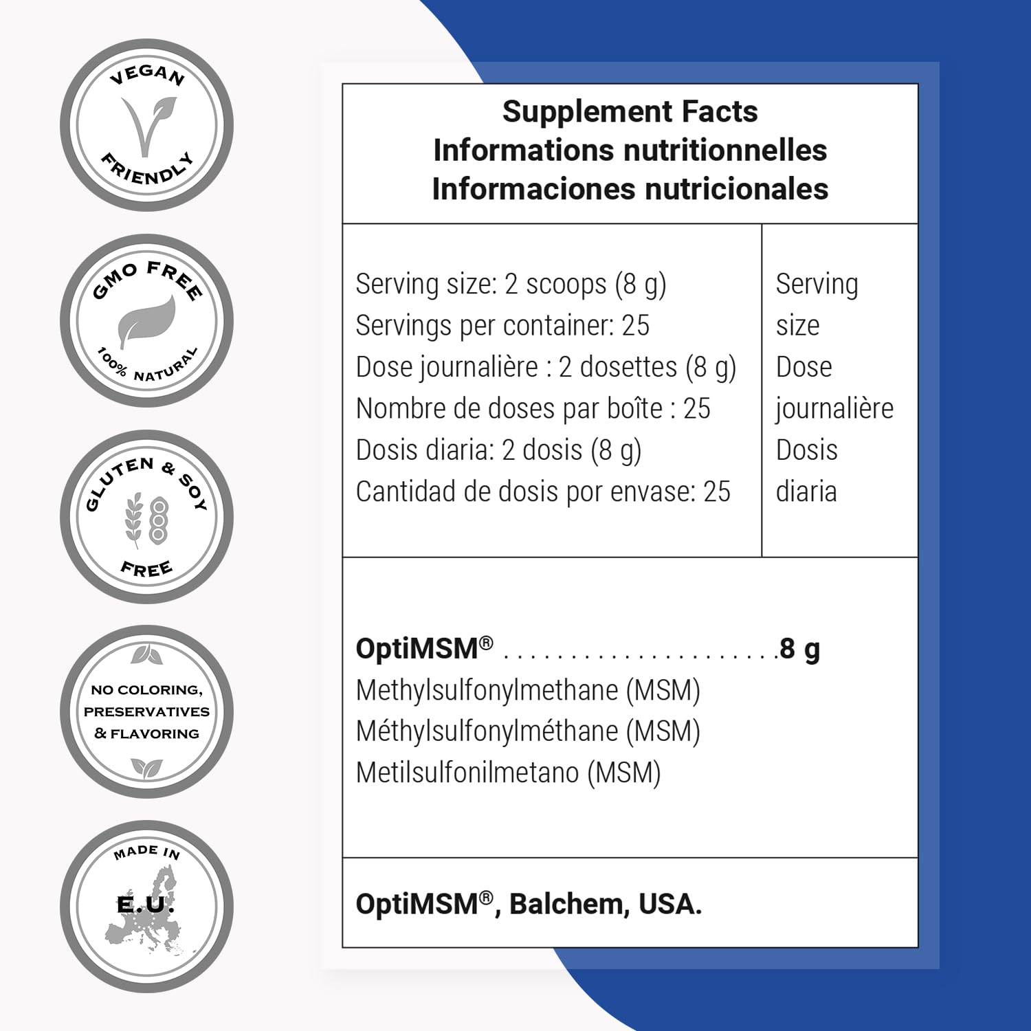 Supersmart - OptiMSM (Methyl-Sulfonyl-Methane) - Patented High Purity Formula | Non-GMO & Gluten Free - 200 g - Image 4