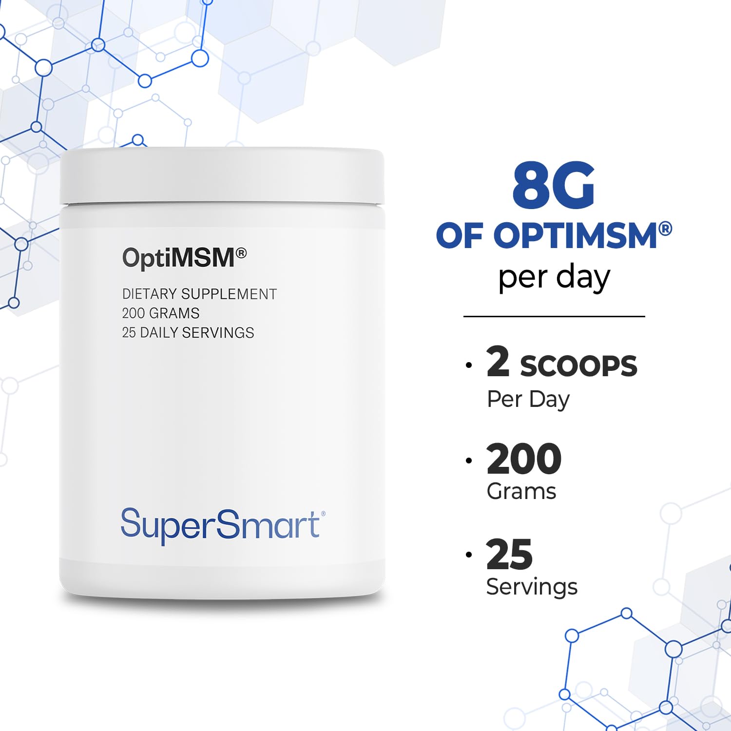 Supersmart - OptiMSM (Methyl-Sulfonyl-Methane) - Patented High Purity Formula | Non-GMO & Gluten Free - 200 g - Image 6