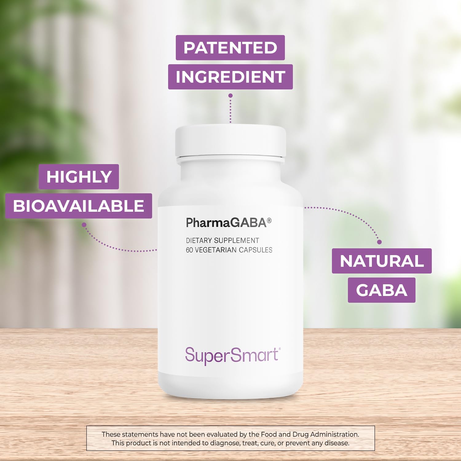 Supersmart - Pharma GABA 125mg per Day (Patented & Highly Bioavailable) - Natural Gamma Aminobutyric Acid GABA Supplement | Non-GMO & Gluten Free - 60 Vegetarian Capsules - Image 3