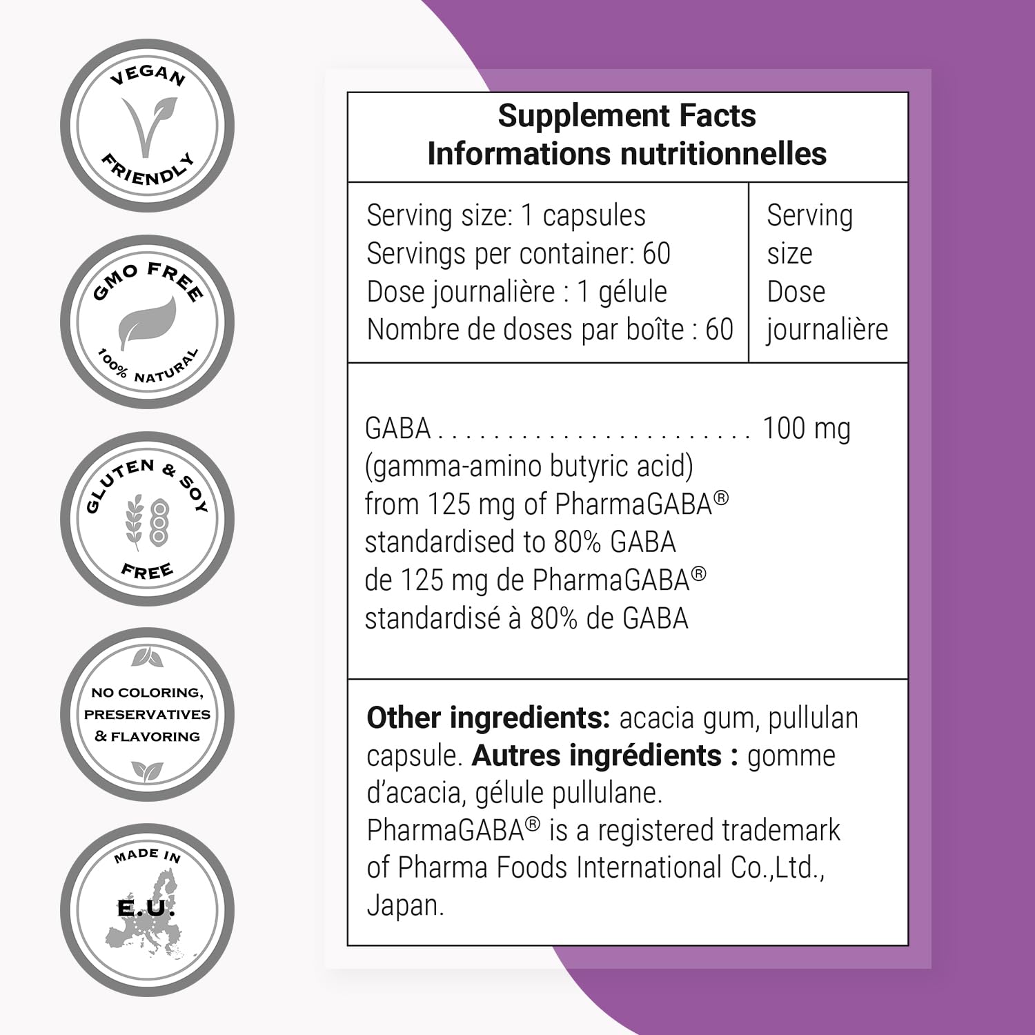 Supersmart - Pharma GABA 125mg per Day (Patented & Highly Bioavailable) - Natural Gamma Aminobutyric Acid GABA Supplement | Non-GMO & Gluten Free - 60 Vegetarian Capsules - Image 4