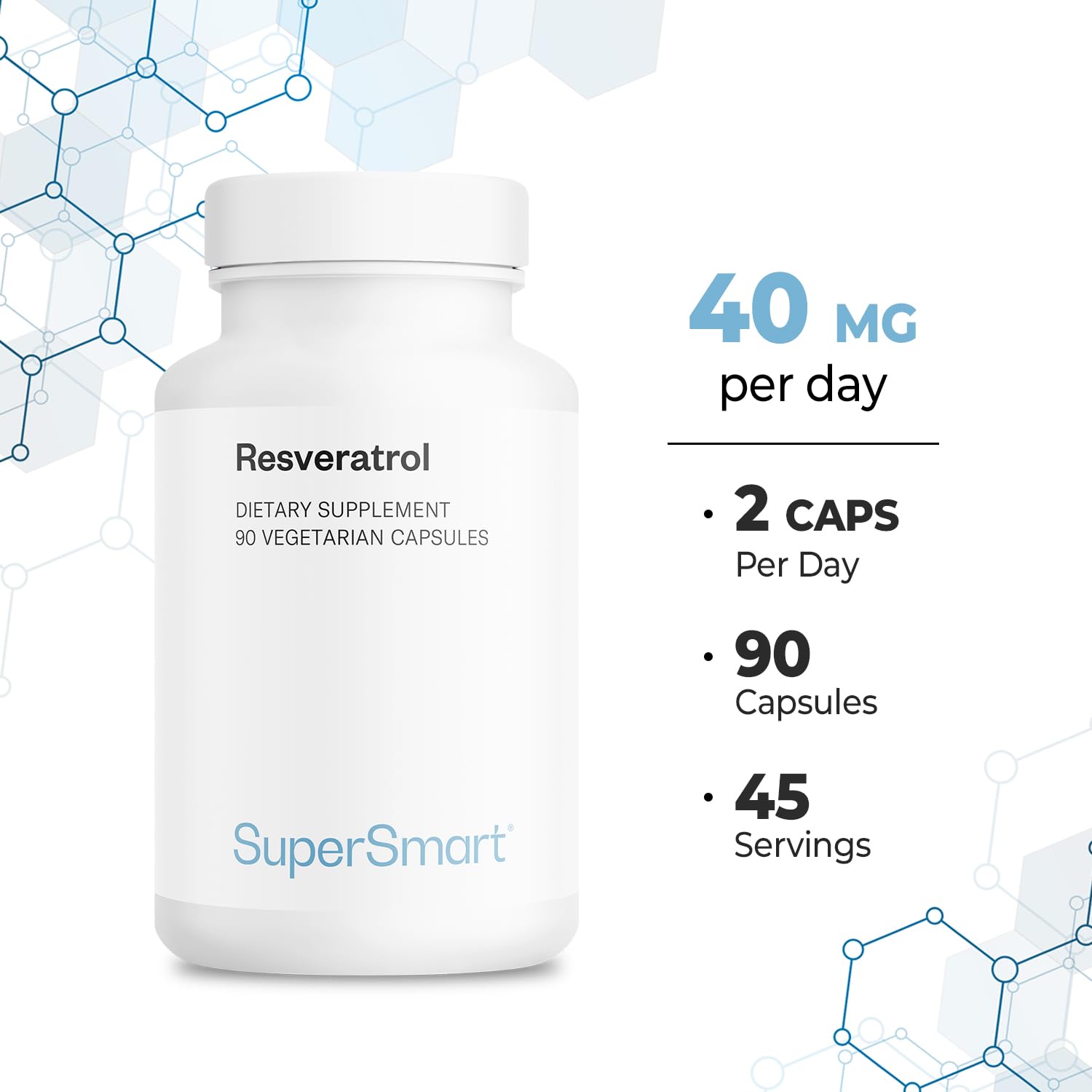 Supersmart - Resveratrol 40 mg Per Day - Organic Red Grapes Extract | Non-GMO & Gluten Free - 90 Vegetarian Capsules - Image 5