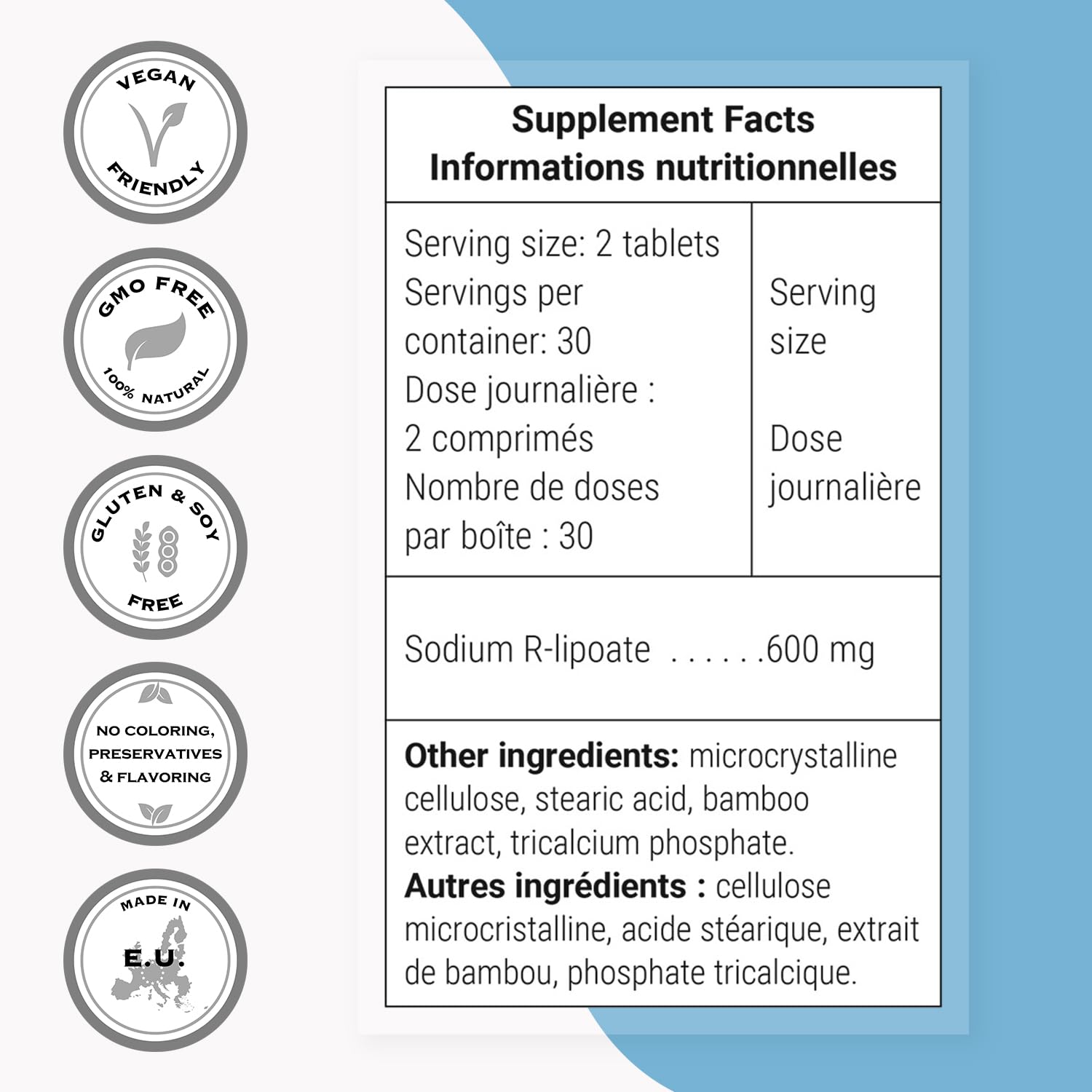 Supersmart - Sodium R-Lipoate 600mg per Day (R-Alpha Lipoic Acid) - Antioxidant Supplement | Non-GMO & Gluten Free - 60 Tablets - Image 4