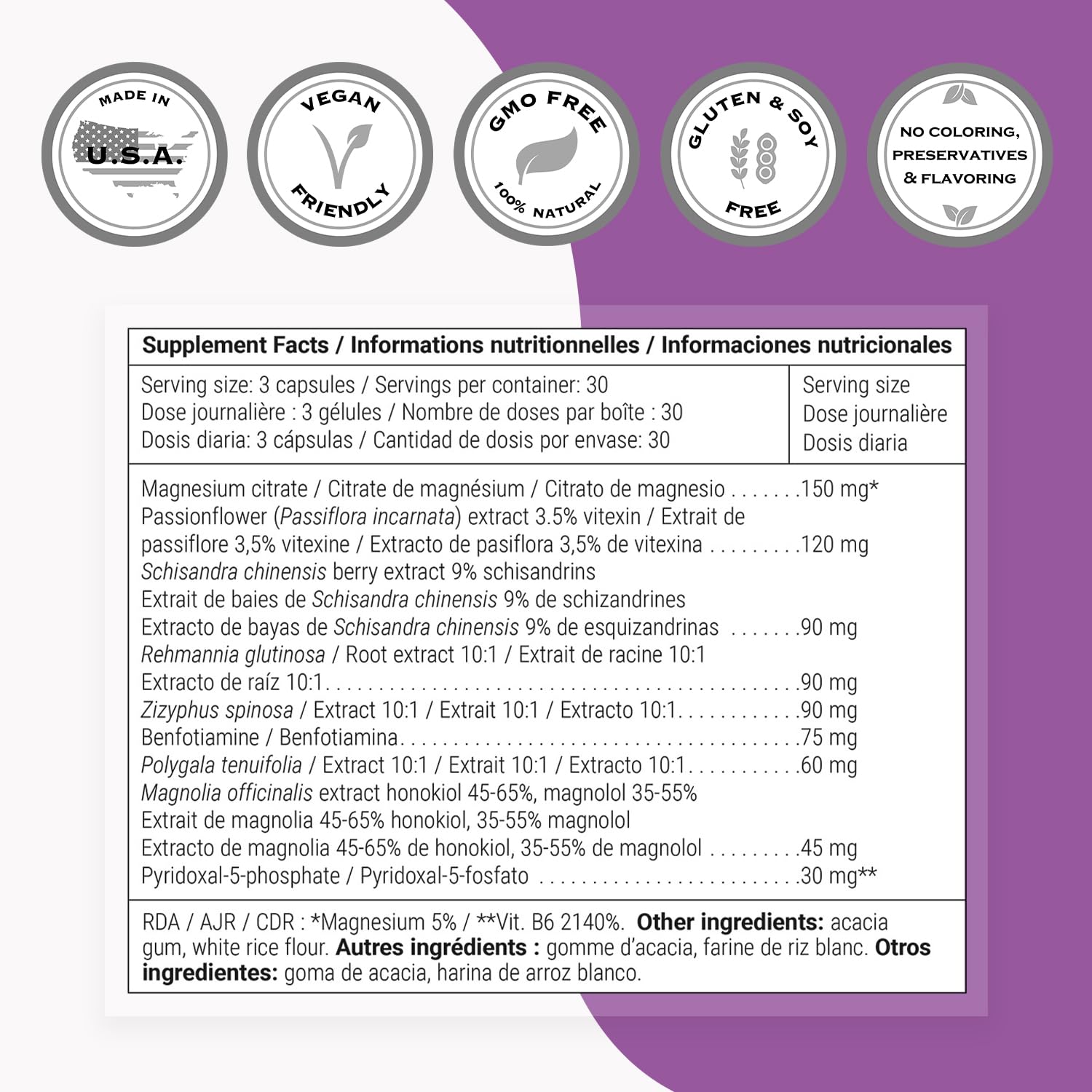 SuperSmart - Stress Relief Formula (All-in-1) - 100% Natural Supplement - with Passion Flower, Polygala Tenuifolia | Non-GMO & Gluten Free - 90 Vegetarian Capsules - Image 4