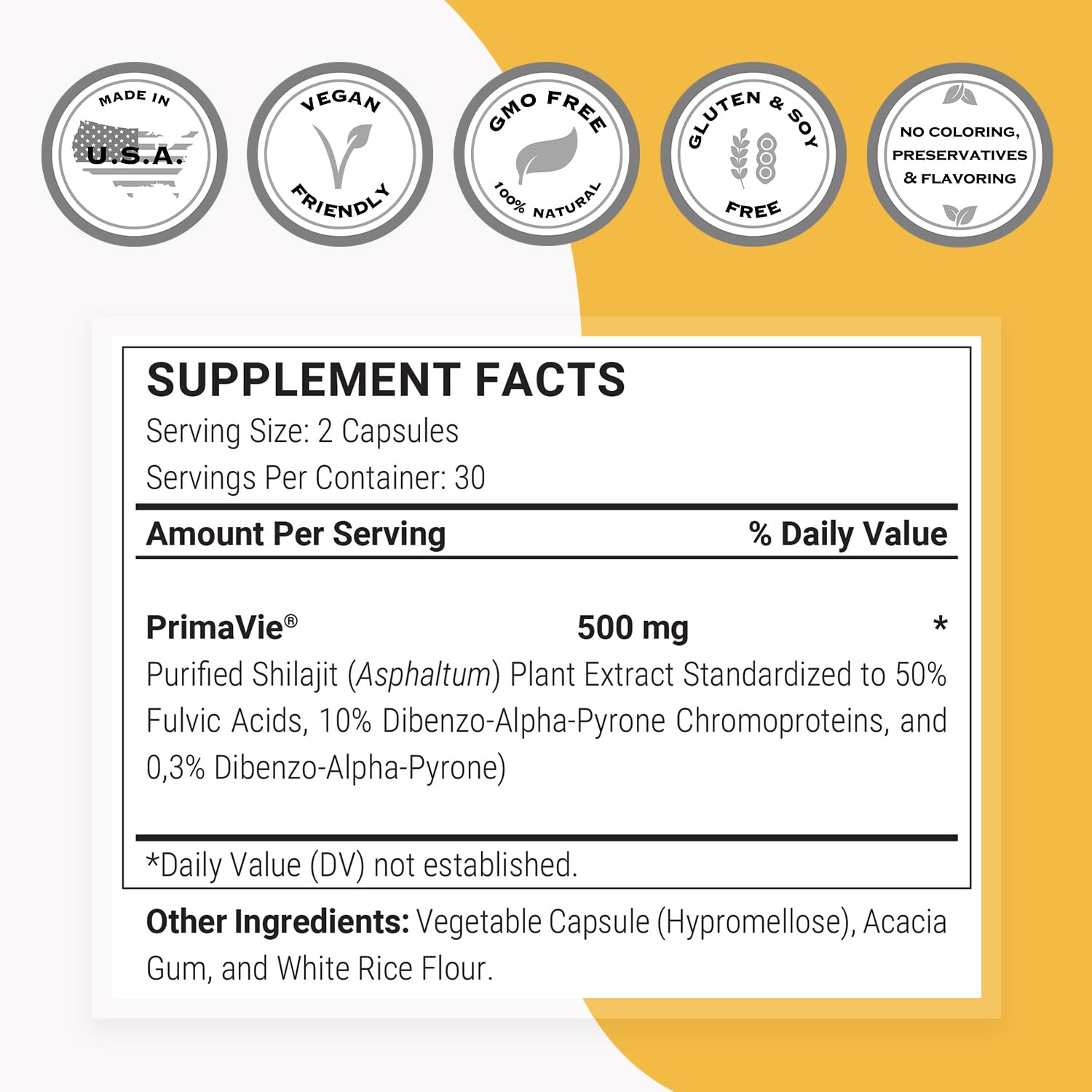 Supersmart - Super Shilajit 500mg per Day (High Potency) - PrimaVie Shilajit Supplement - Himalayan, Purified & Organic Shilajit | Non-GMO & Gluten Free - 60 Vegetarian Capsules - Image 4