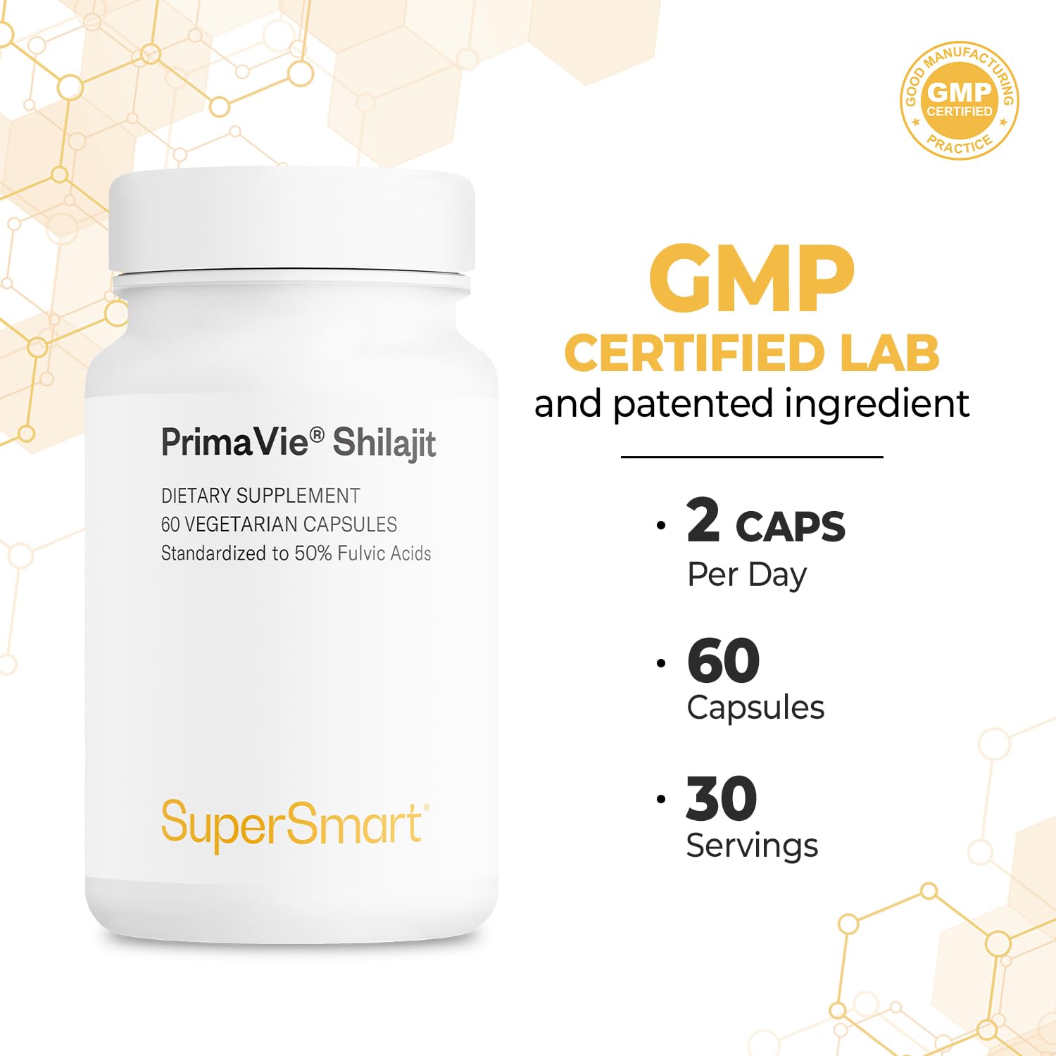 Supersmart - Super Shilajit 500mg per Day (High Potency) - PrimaVie Shilajit Supplement - Himalayan, Purified & Organic Shilajit | Non-GMO & Gluten Free - 60 Vegetarian Capsules - Image 5