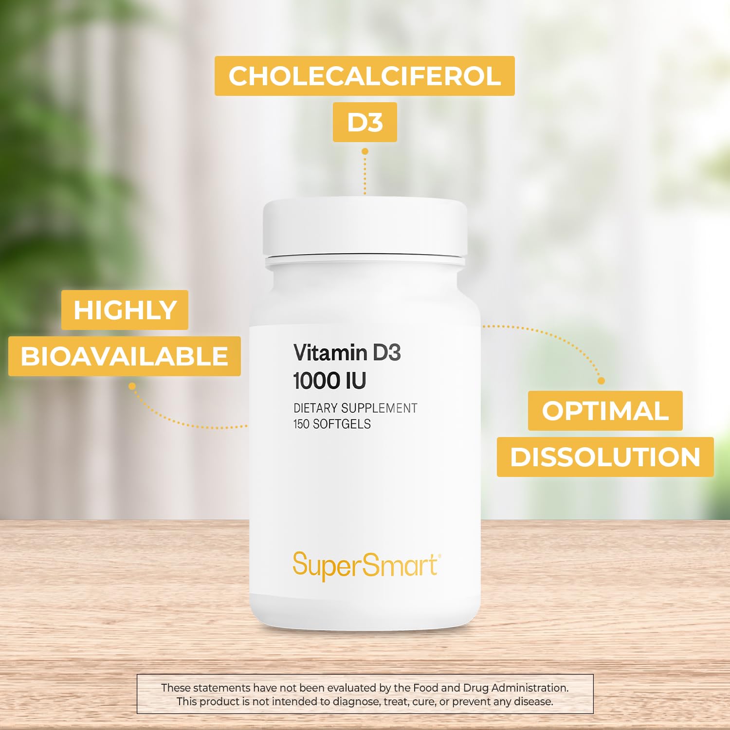 Supersmart - Vitamin D3 1000 IU Per Day - Vitamins for Strengthen Bones - Cells Protector | Non-GMO & Gluten Free - 150 Softgels - Image 3