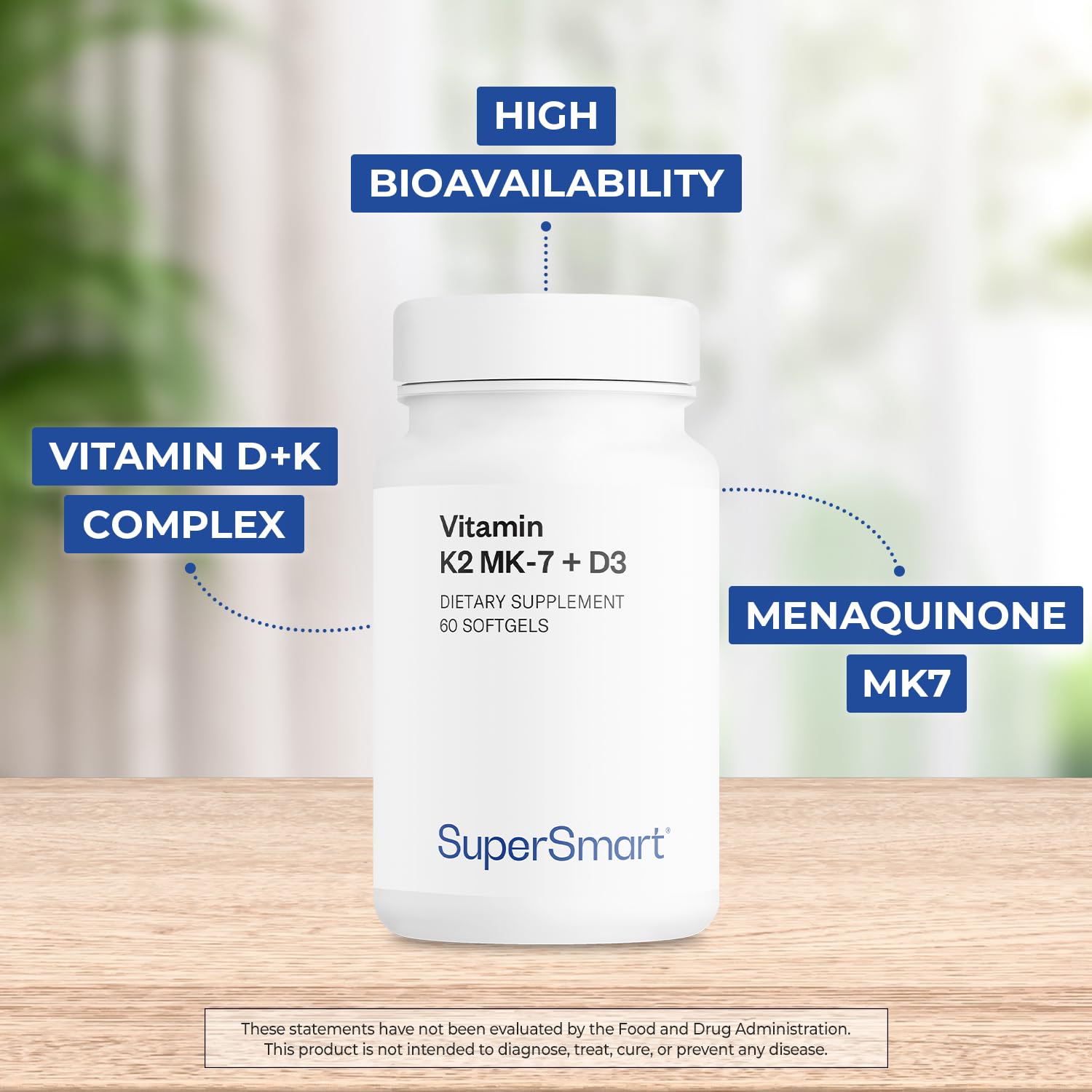 Supersmart - Vitamin K2 MK7 + Vitamin D3 90mcg per Day (High Bioavailability) - Menaquinone Supplement - Vitamin D & K Complex | Non-GMO & Gluten Free - 60 Softgels - Image 3