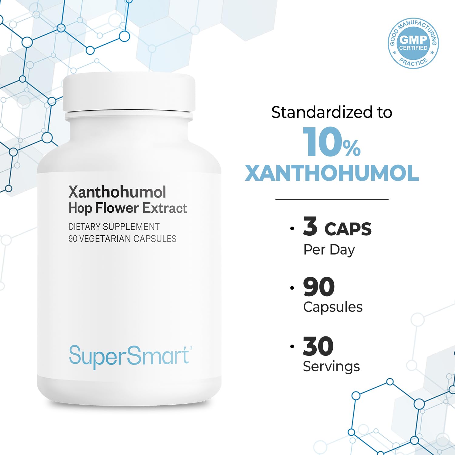 Supersmart - Xanthohumol Supplement (Hops Flower Extract) 150 mg per Day - Antioxidant & Anti Aging - Calm & Sleep Support - Hormone Balance | Non-GMO & Gluten Free - 90 Vegetarian Capsules - Image 5
